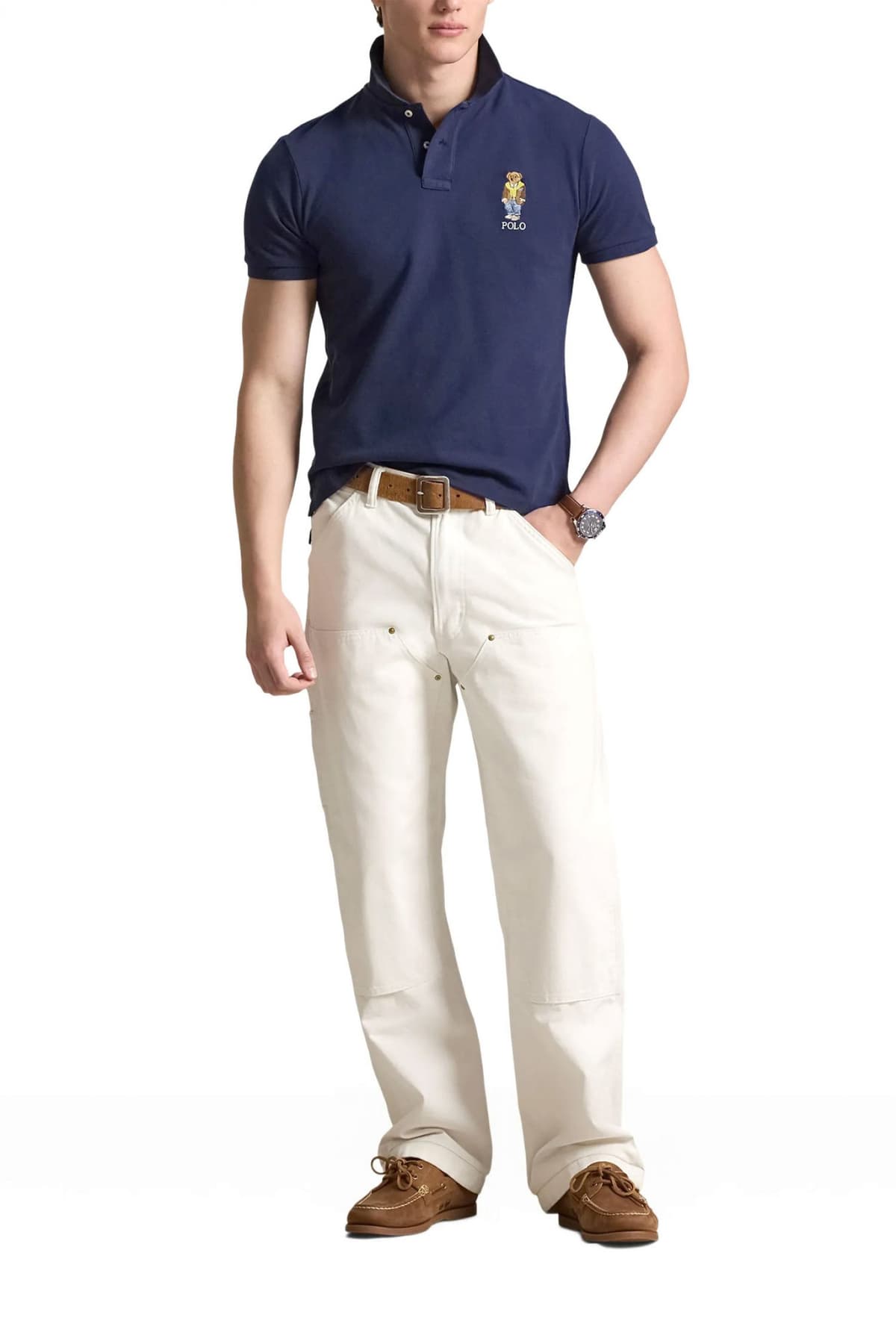 RALPH LAUREN POLO CUSTOM SLIM FIT LOGO BEAR ΜΠΛΕ