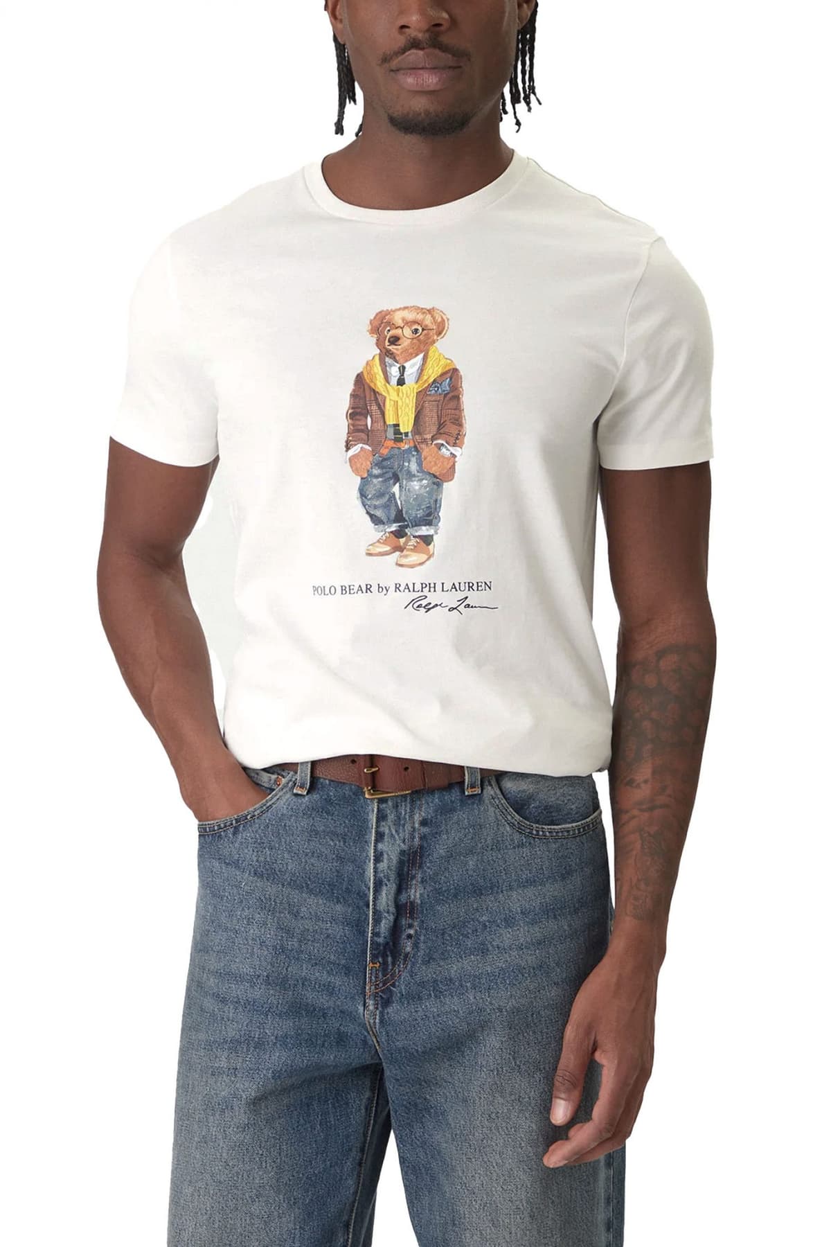 RALPH LAUREN T-SHIRT CUSTOM SLIM FIT LOGO BEAR ΛΕΥΚΟ
