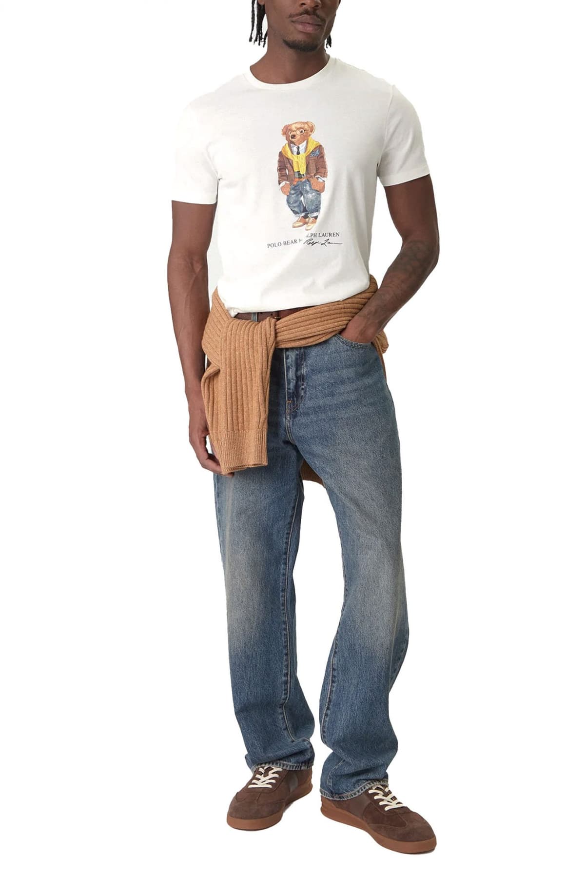 RALPH LAUREN T-SHIRT CUSTOM SLIM FIT LOGO BEAR ΛΕΥΚΟ