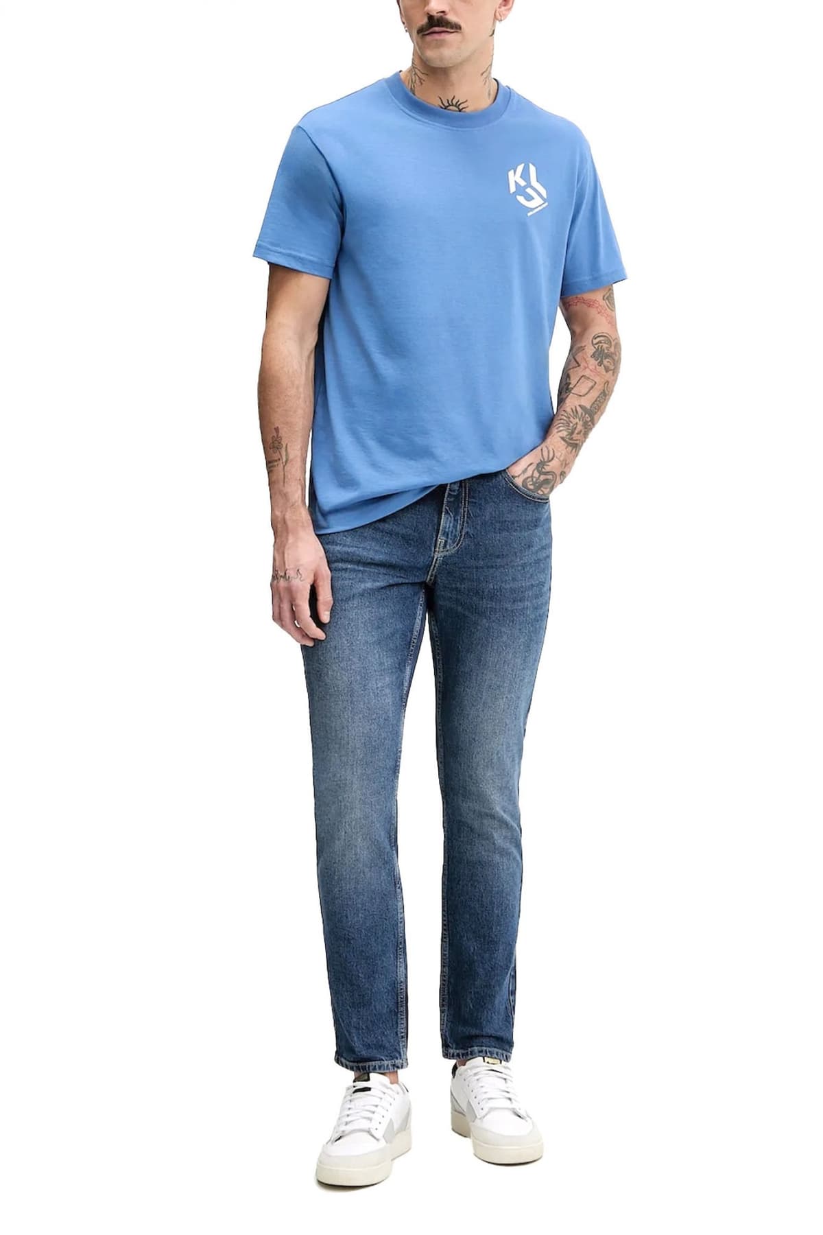 KARL LAGERFELD JEANS T-SHIRT REGULAR FIT MONOGRAM TEE ΜΠΛΕ