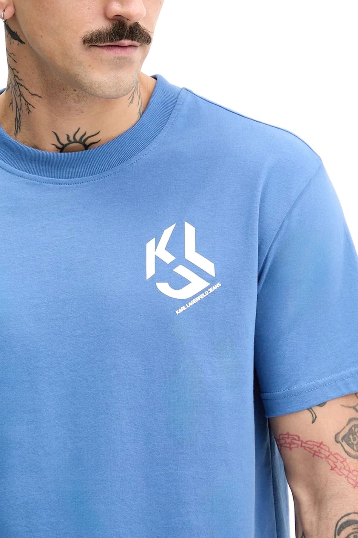 KARL LAGERFELD JEANS T-SHIRT REGULAR FIT MONOGRAM TEE ΜΠΛΕ