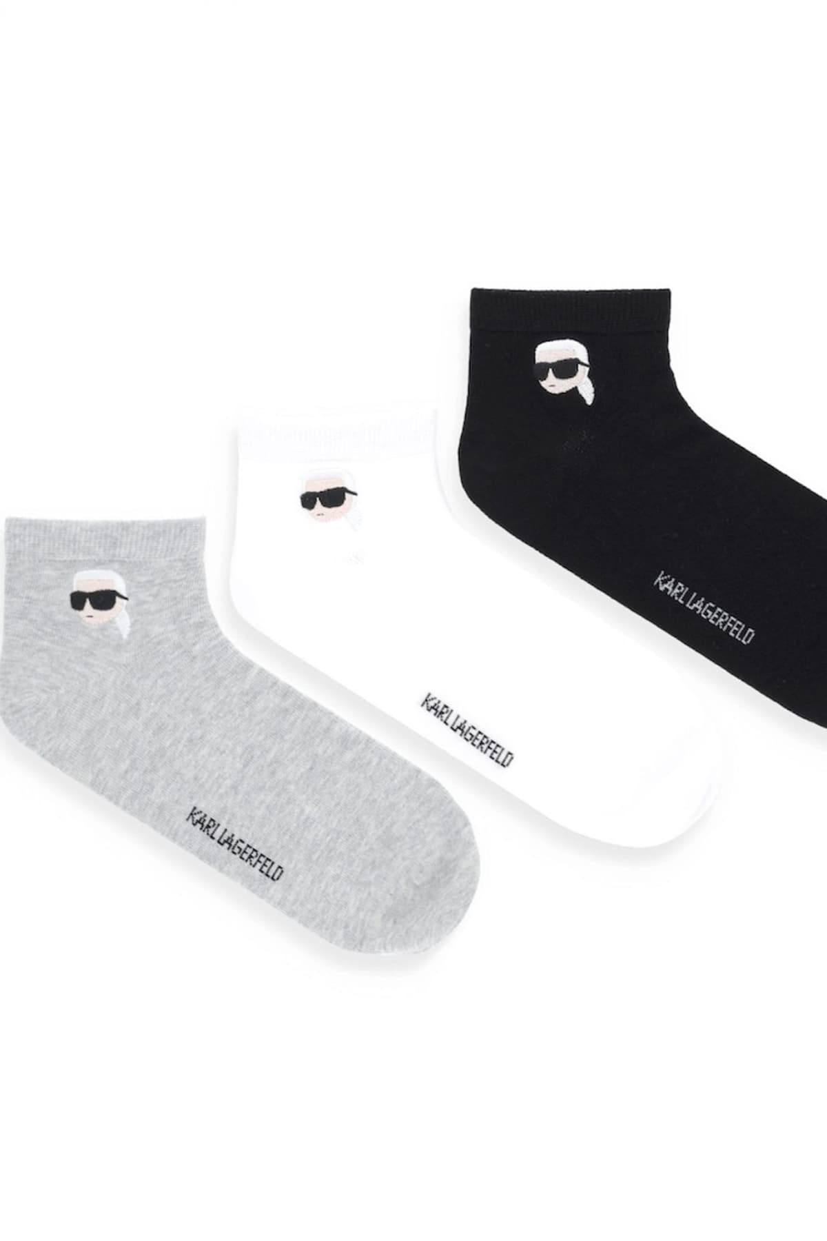 KARL LAGERFELD ΚΑΛΤΣΕΣ IKON SNEAKER SOCK 3P ΜΑΥΡΟ-ΓΚΡΙ-ΛΕΥΚΟ