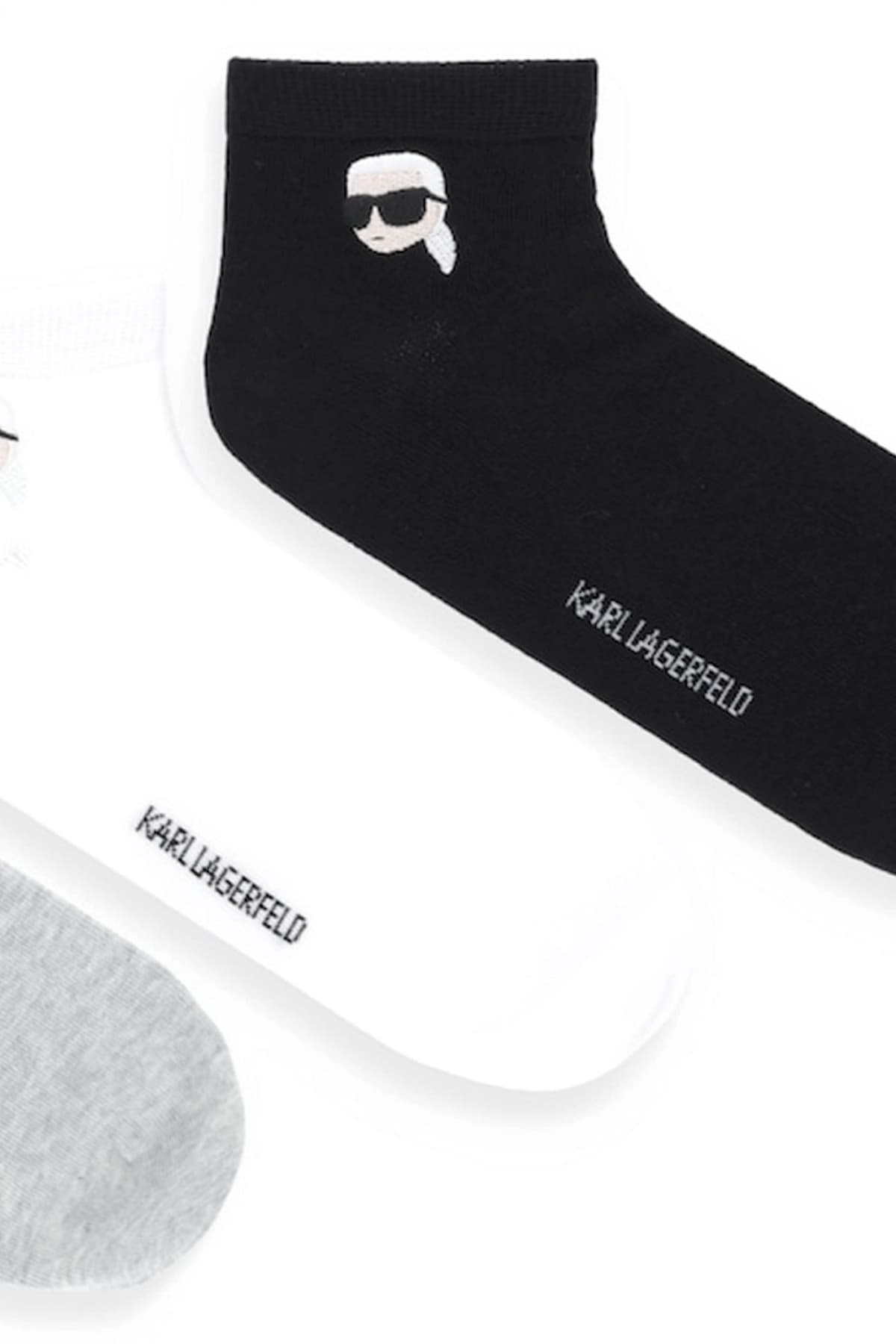 KARL LAGERFELD ΚΑΛΤΣΕΣ IKON SNEAKER SOCK 3P ΜΑΥΡΟ-ΓΚΡΙ-ΛΕΥΚΟ