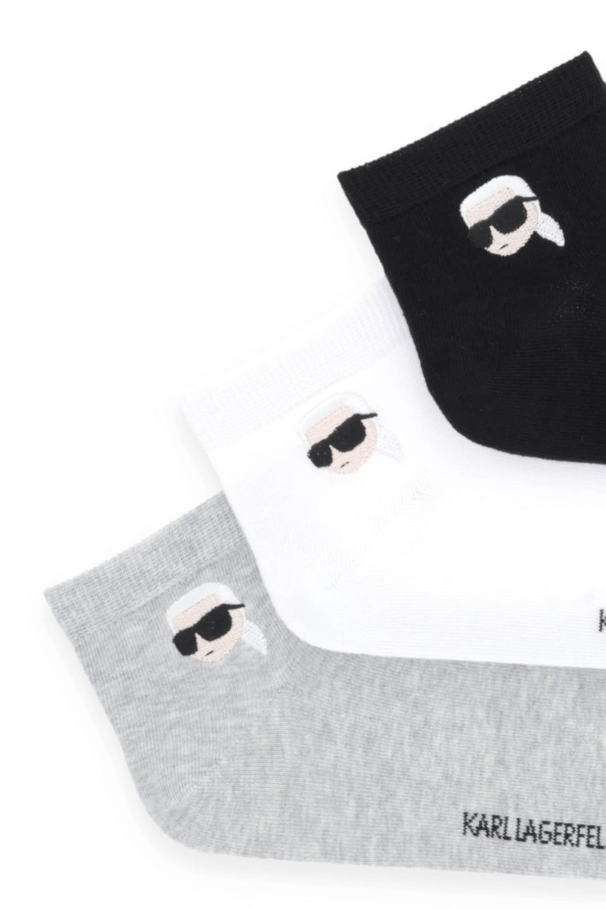 KARL LAGERFELD ΚΑΛΤΣΕΣ IKON SNEAKER SOCK 3P ΜΑΥΡΟ-ΓΚΡΙ-ΛΕΥΚΟ