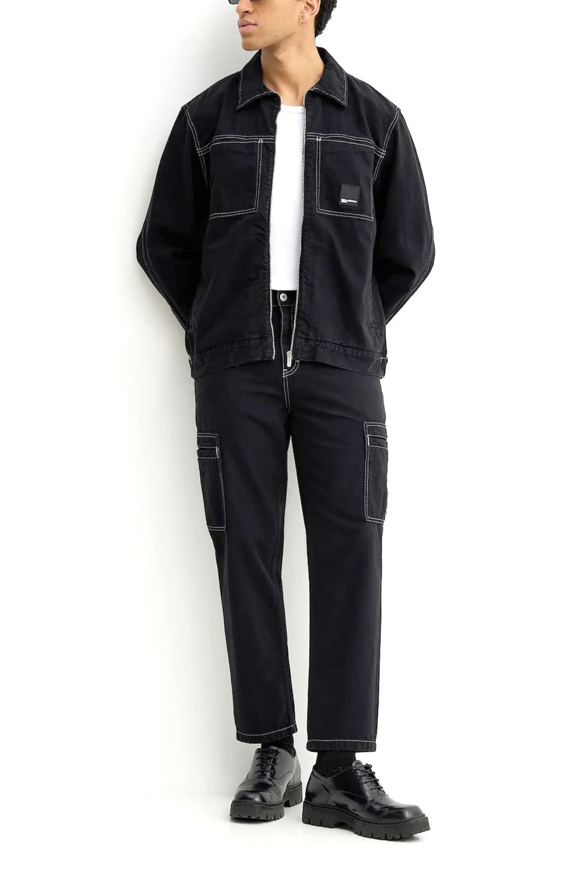 KARL LAGERFELD JEANS ΜΠΟΥΦΑΝ ΤΖΙΝ CONTRAST STITCH JACΚET ΜΑΥΡΟ