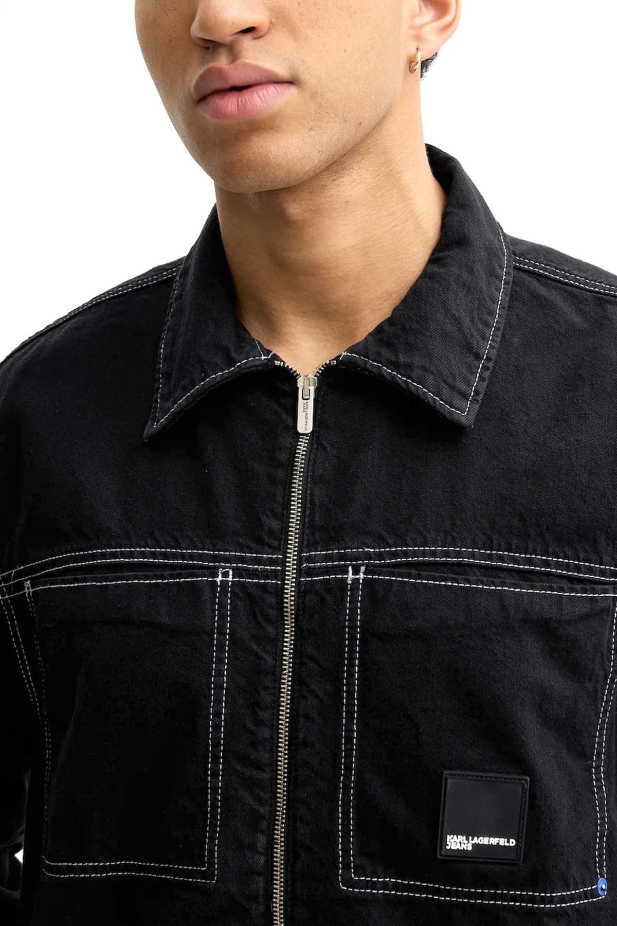 KARL LAGERFELD JEANS ΜΠΟΥΦΑΝ ΤΖΙΝ CONTRAST STITCH JACΚET ΜΑΥΡΟ