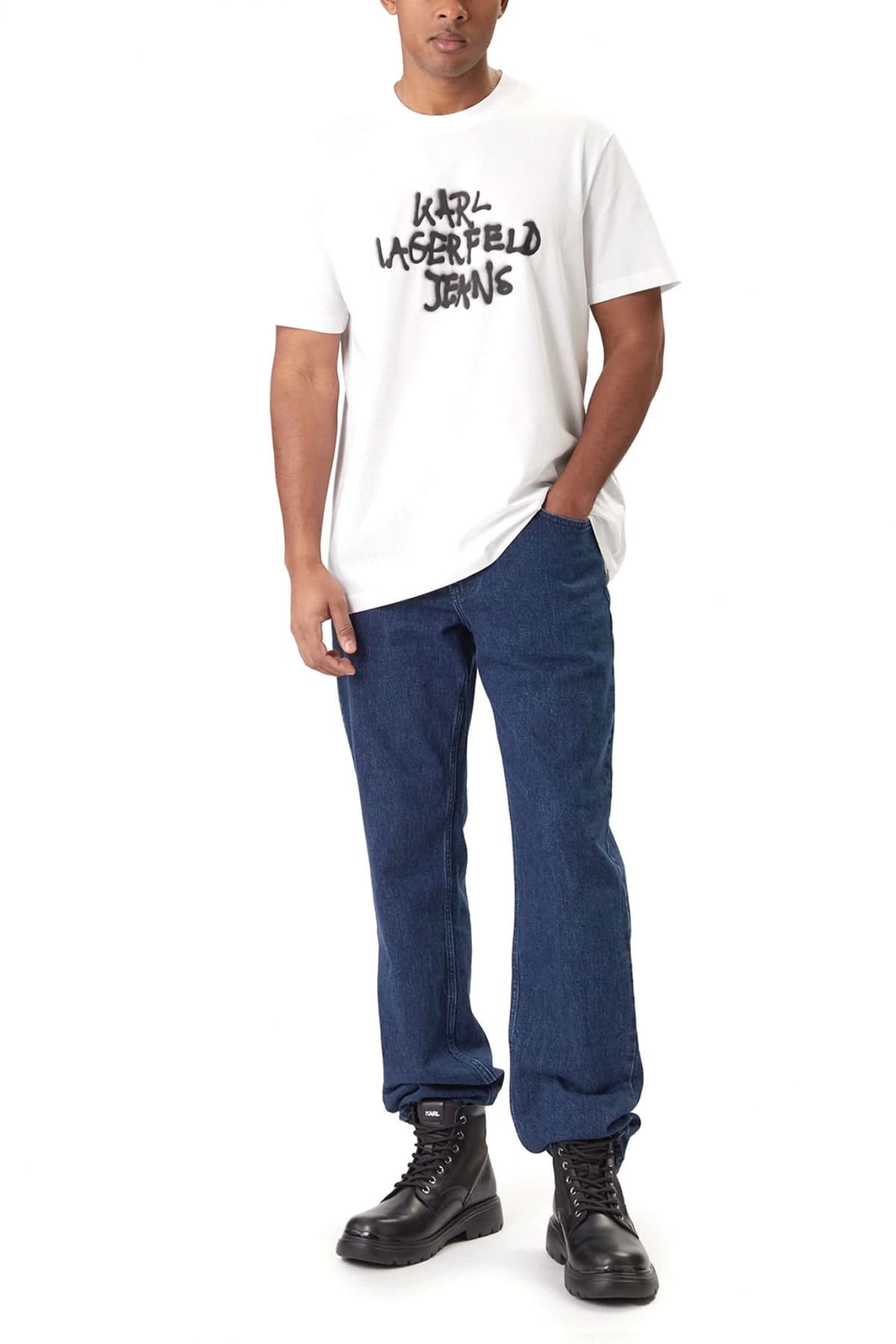 KARL LAGERFELD JEANS T-SHIRT REGULAR FIT SS GRAFFITI TEE ΛΕΥΚΟ