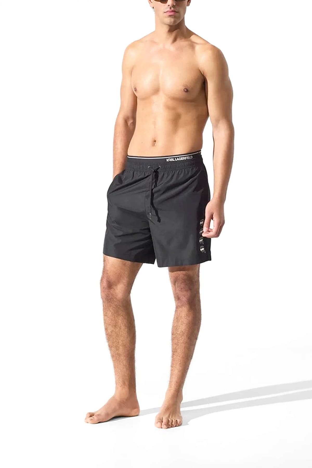 KARL LAGERFELD ΜΑΓΙΩ IKON FUSHION MED BOARDSHORT ΜΑΥΡΟ