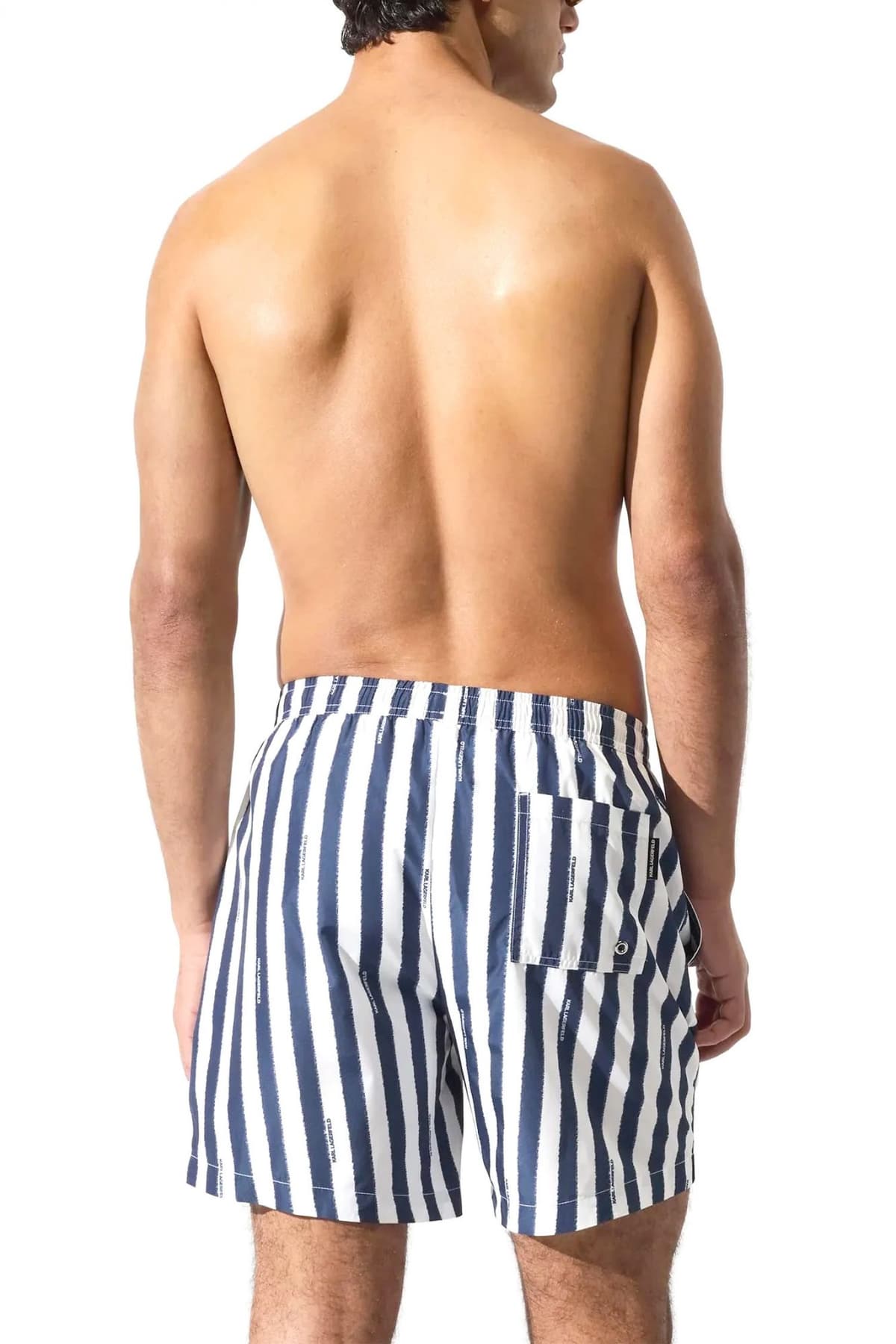 KARL LAGERFELD ΜΑΓΙΩ STRIPED MED BOARDSHORT ΛΕΥΚΟ-ΜΠΛΕ