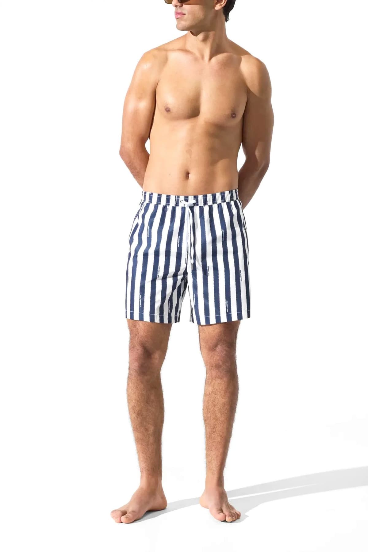 KARL LAGERFELD ΜΑΓΙΩ STRIPED MED BOARDSHORT ΛΕΥΚΟ-ΜΠΛΕ