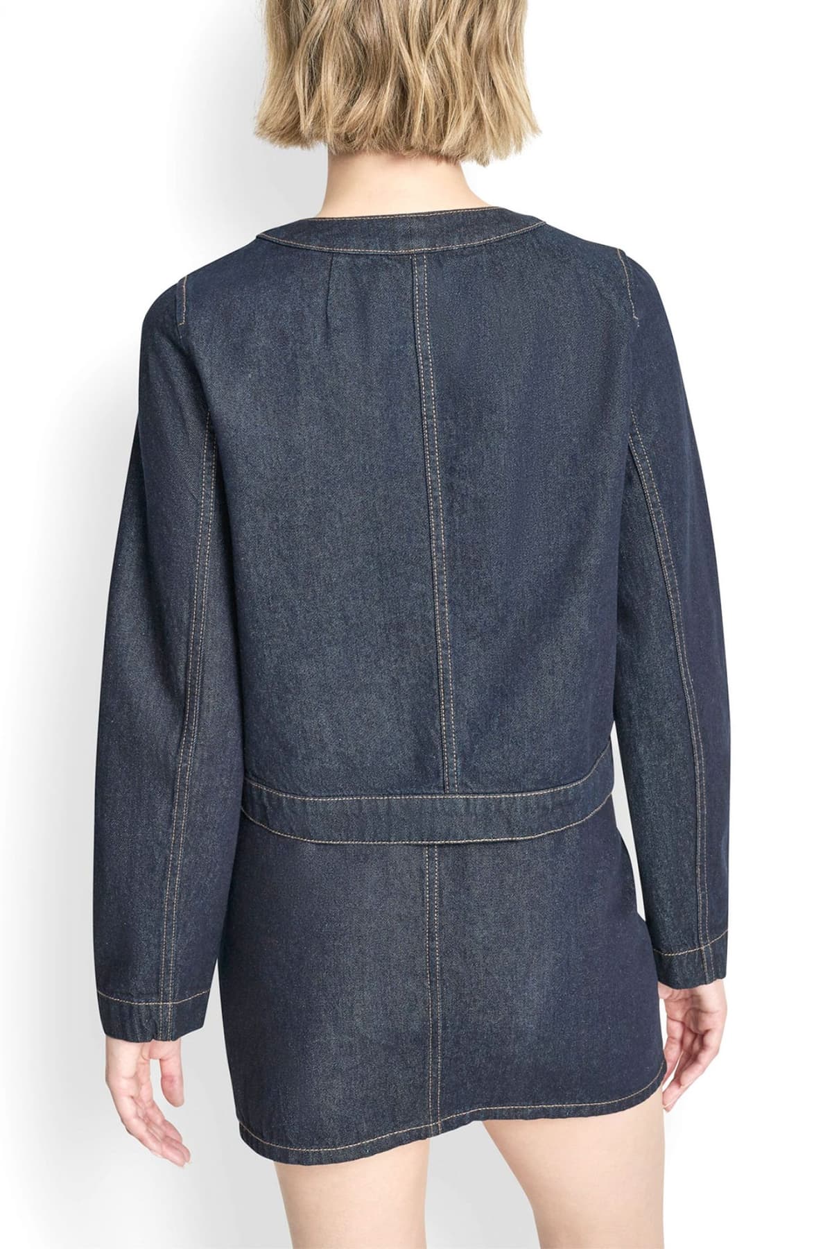 DKNY ΜΠΟΥΦΑΝ JACKET DENIM CROPPED ΜΠΛΕ