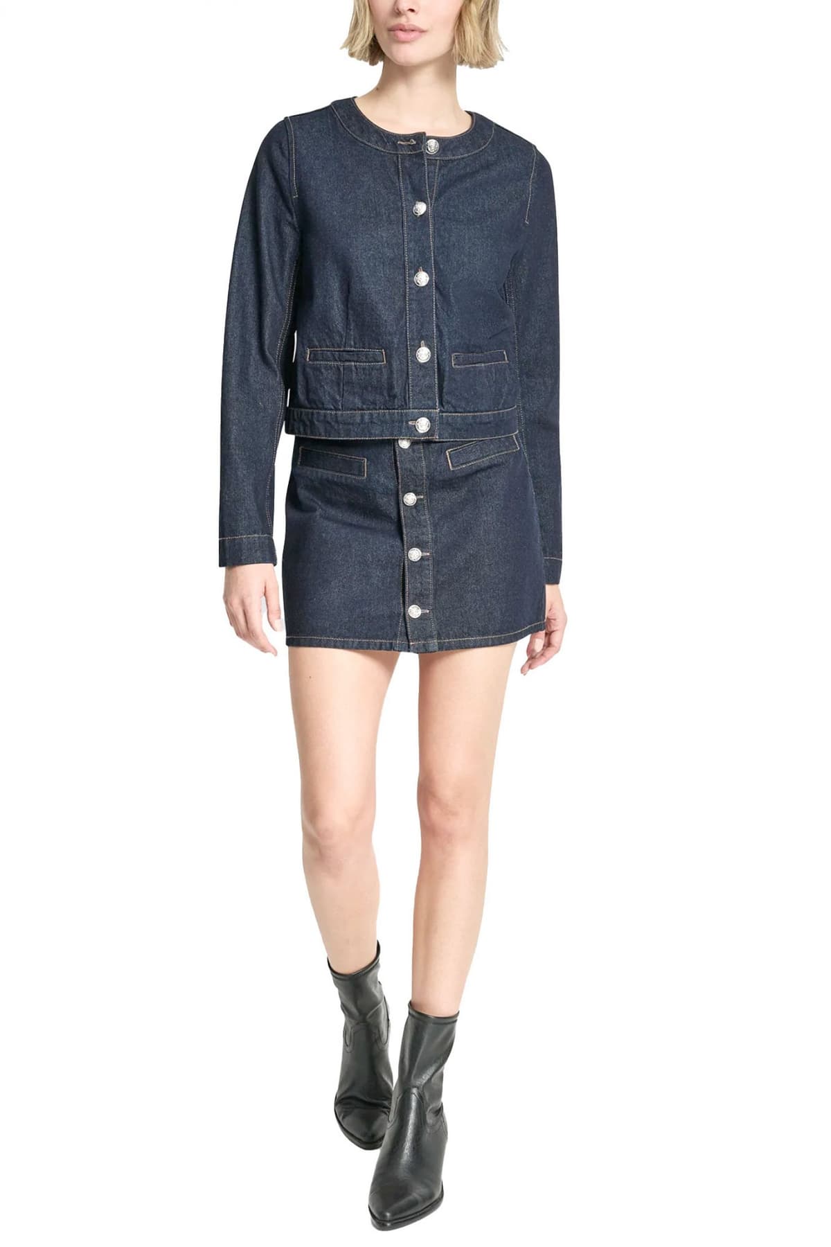 DKNY ΜΠΟΥΦΑΝ JACKET DENIM CROPPED ΜΠΛΕ