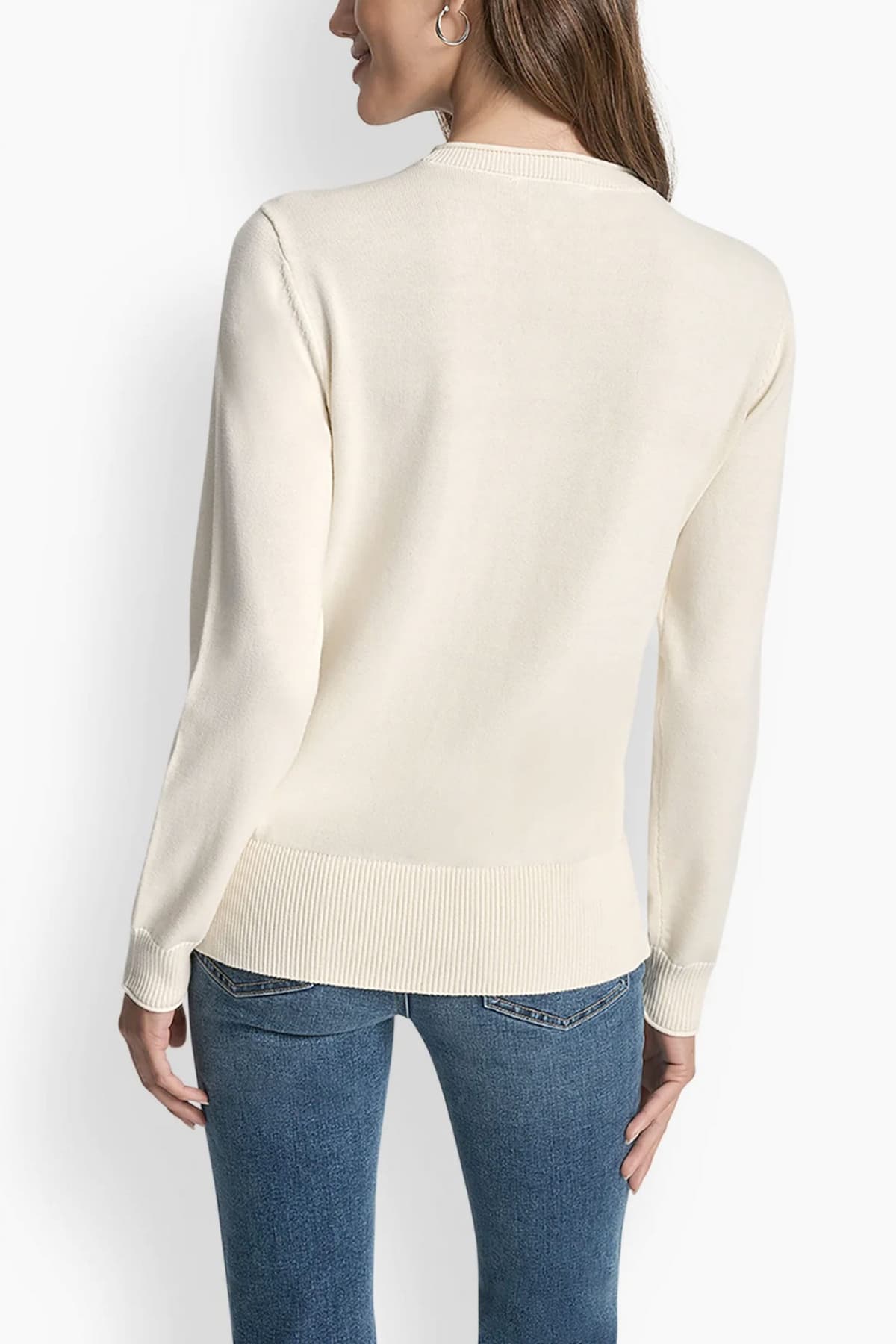 DKNY ΠΛΕΚΤΟ CREW NECK LOGO ΣΤΡΑΣ ΕΚΡΟΥ