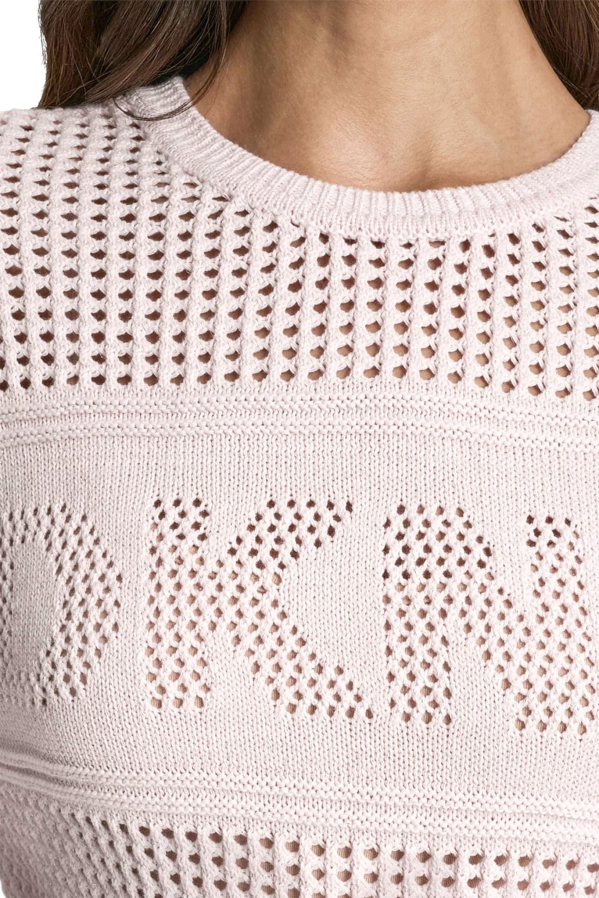 DKNY ΠΛΕΚΤΟ CREW NECK LOGO ΡΟΖ