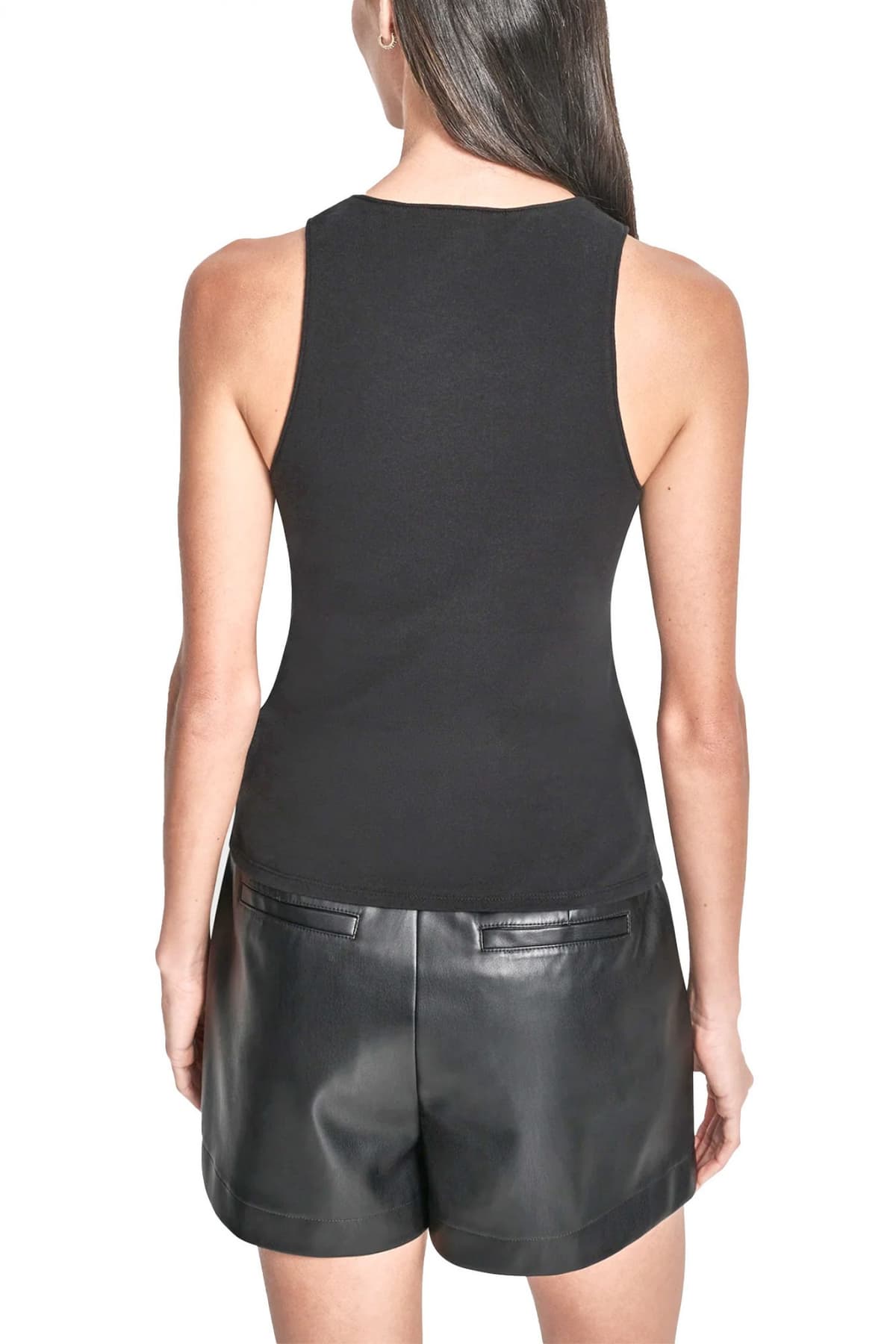DKNY TANK TOP CREW NECK ΣΤΡΑΣ MAYΡΟ