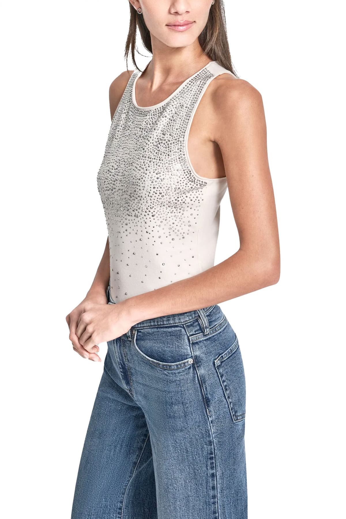 DKNY TANK TOP CREW NECK ΣΤΡΑΣ ΕΚΡΟΥ