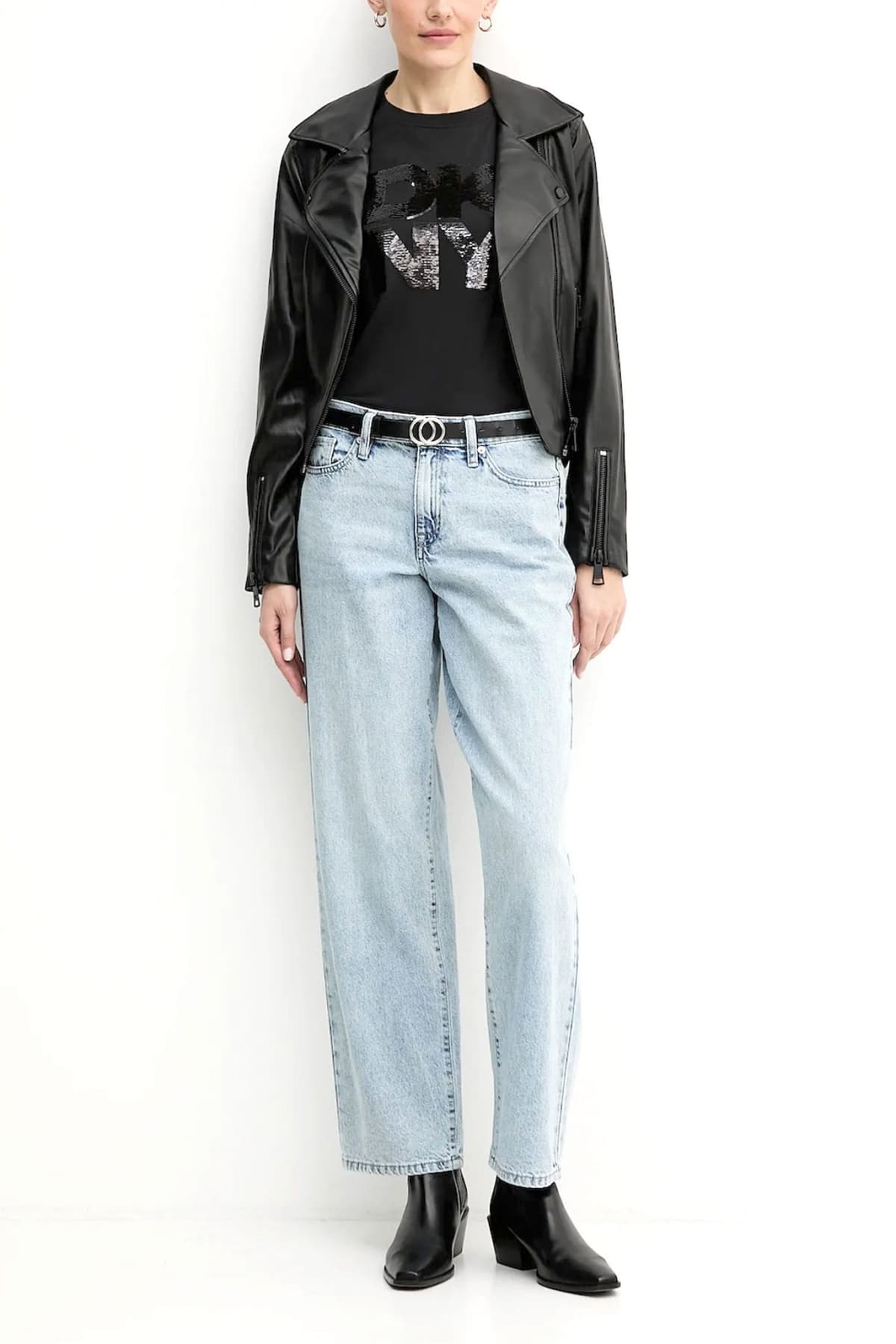 DKNY T-SHIRT CREW NECK LOGO ΠΑΓΙΕΤΑ ΜΑΥΡΟ