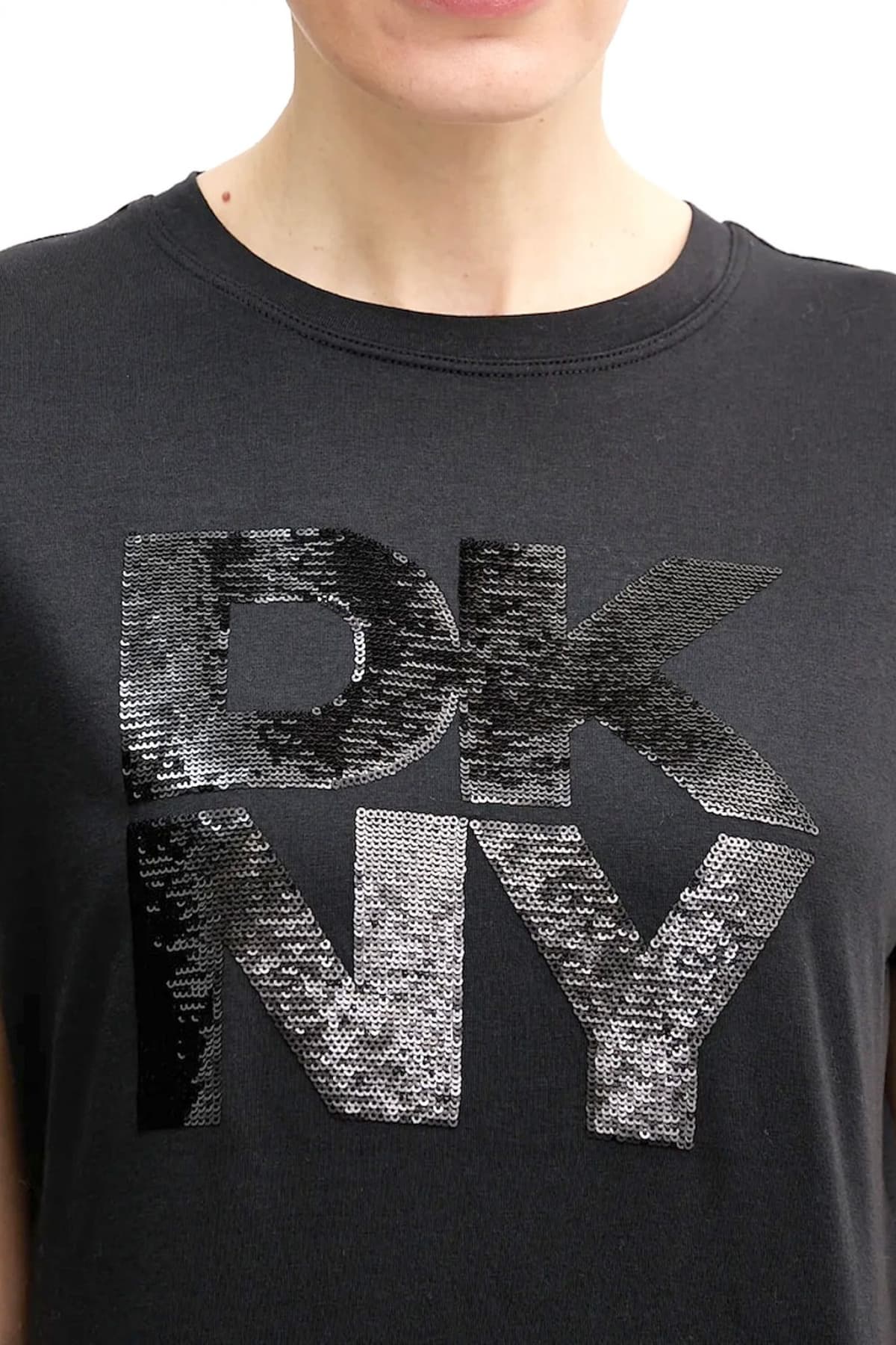 DKNY T-SHIRT CREW NECK LOGO ΠΑΓΙΕΤΑ ΜΑΥΡΟ