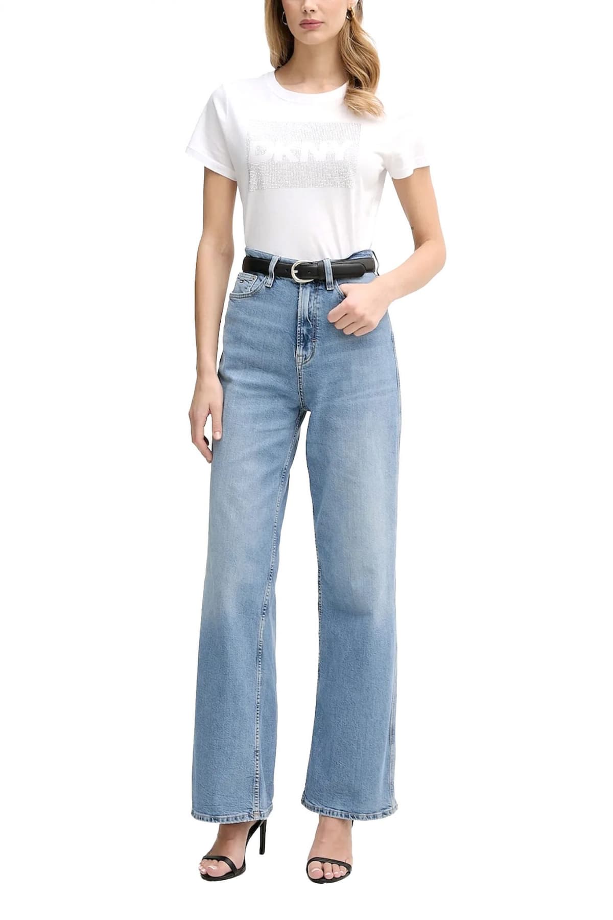 DKNY T-SHIRT CREW NECK LOGO ΣΤΡΑΣ ΛΕΥΚΟ