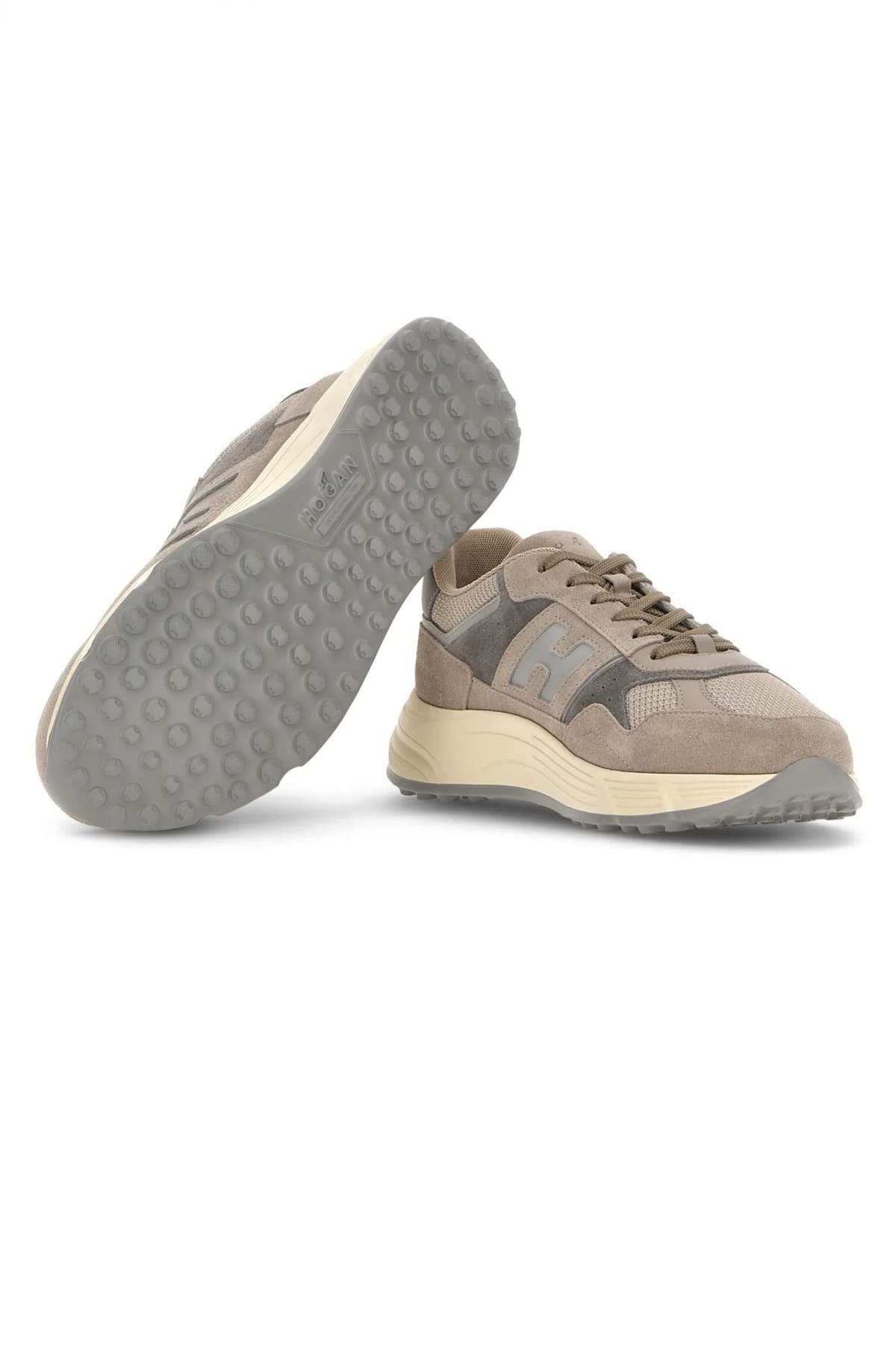 HOGAN ΠΑΠΟΥΤΣΙΑ SNEAKERS HYPERLIGHT ALLACCIATO H ΔΕΡΜΑ ΓΚΡΙ