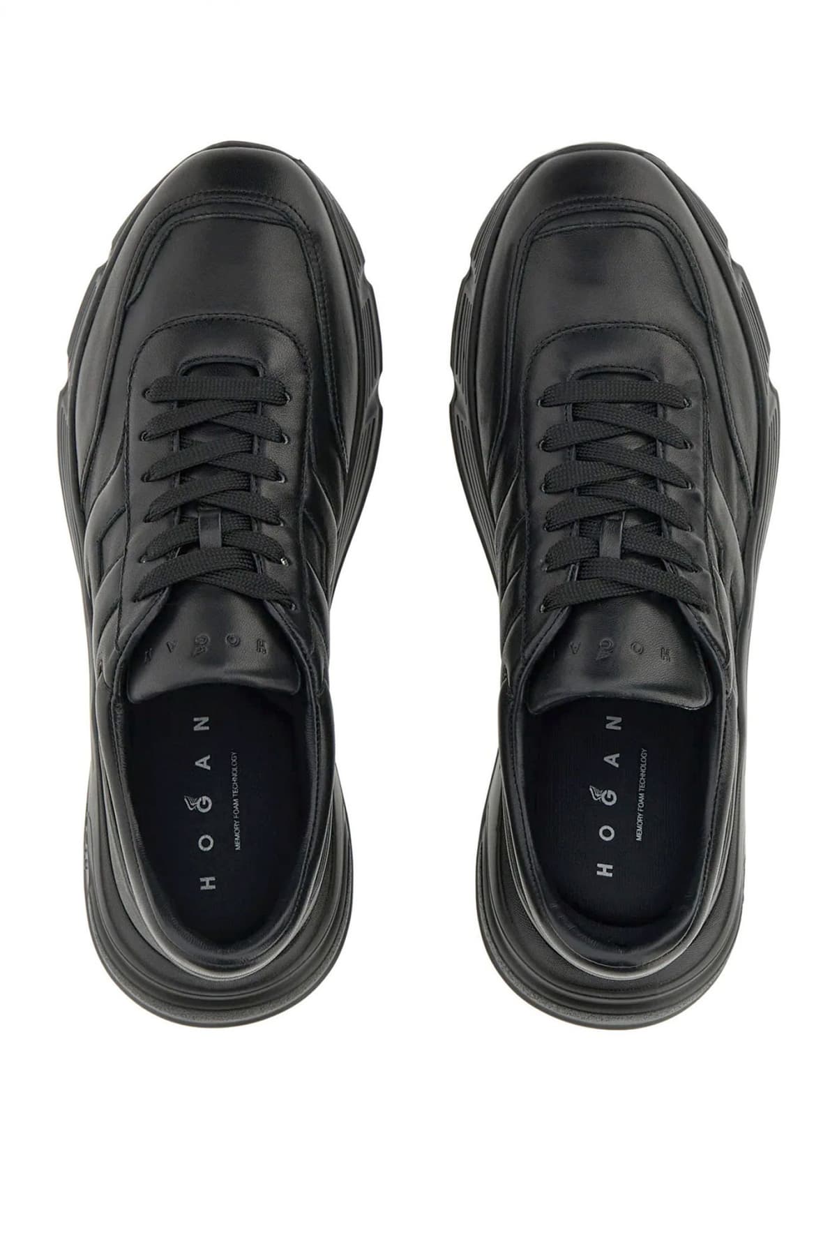 HOGAN ΠΑΠΟΥΤΣΙΑ SNEAKERS HYPERLIGHT ALLACCIATO H ΔΕΡΜΑ ΜΑΥΡΟ