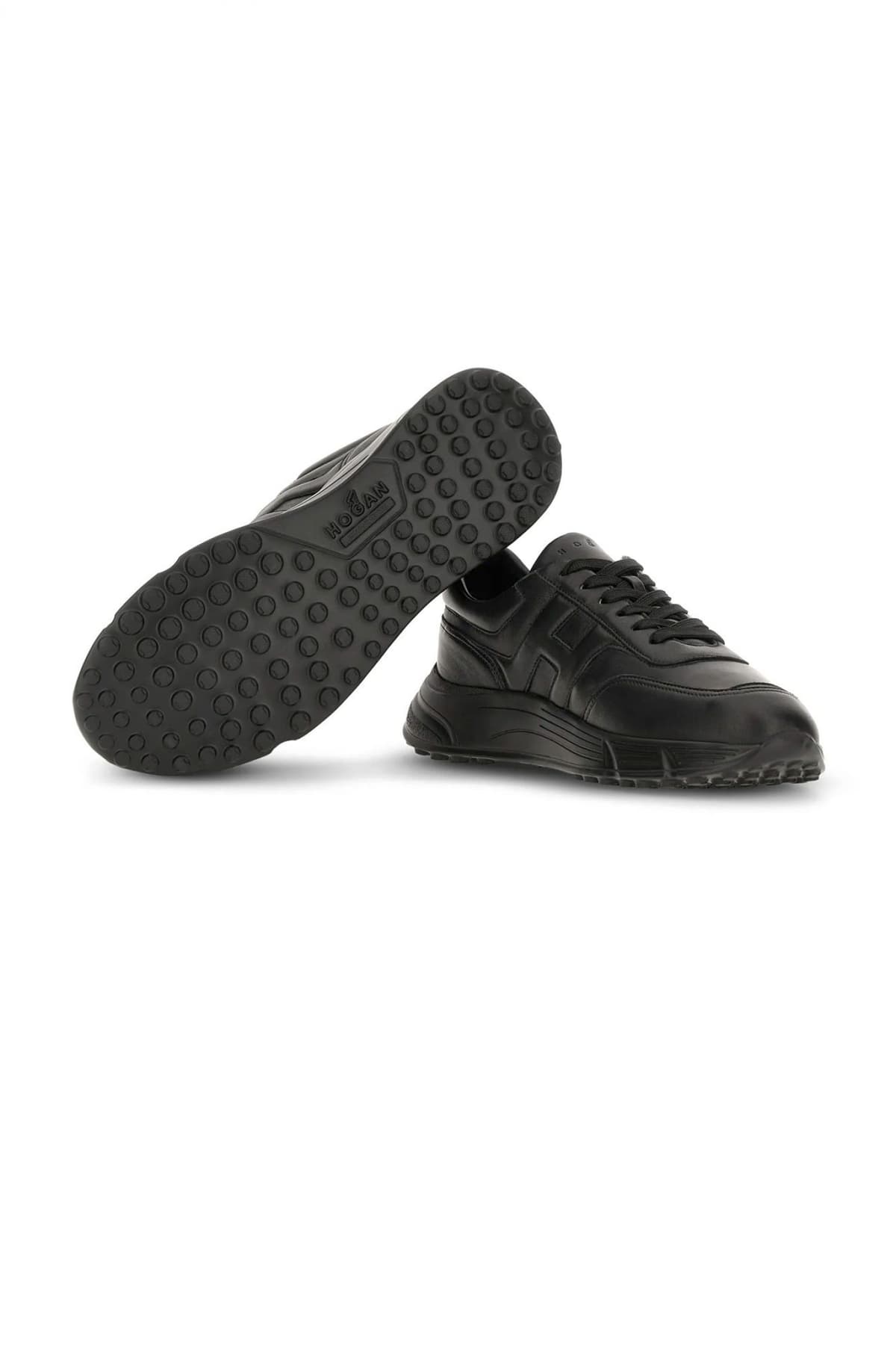 HOGAN ΠΑΠΟΥΤΣΙΑ SNEAKERS HYPERLIGHT ALLACCIATO H ΔΕΡΜΑ ΜΑΥΡΟ