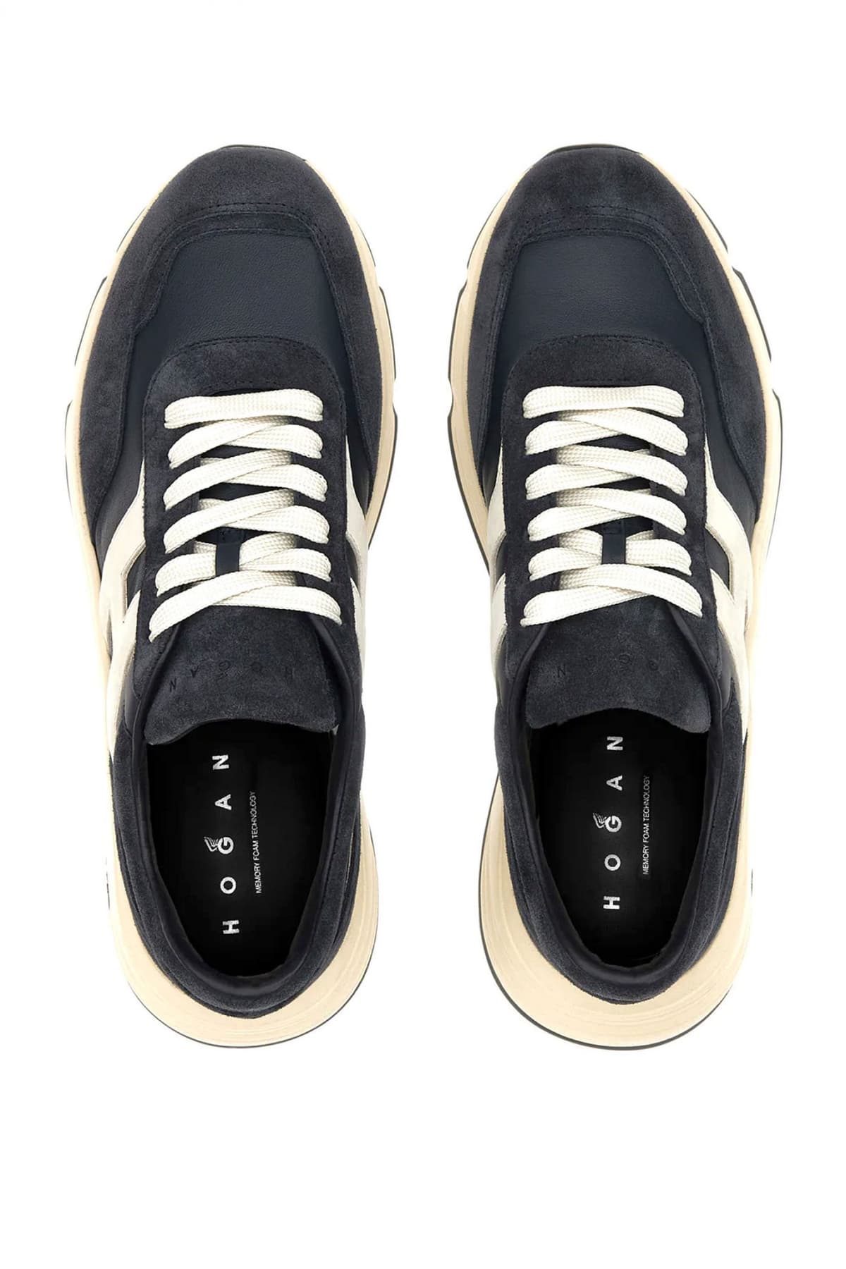 HOGAN ΠΑΠΟΥΤΣΙΑ SNEAKERS HYPERLIGHT ALLACCIATO H ΔΕΡΜΑ ΜΠΛΕ-ΛΕΥΚΟ