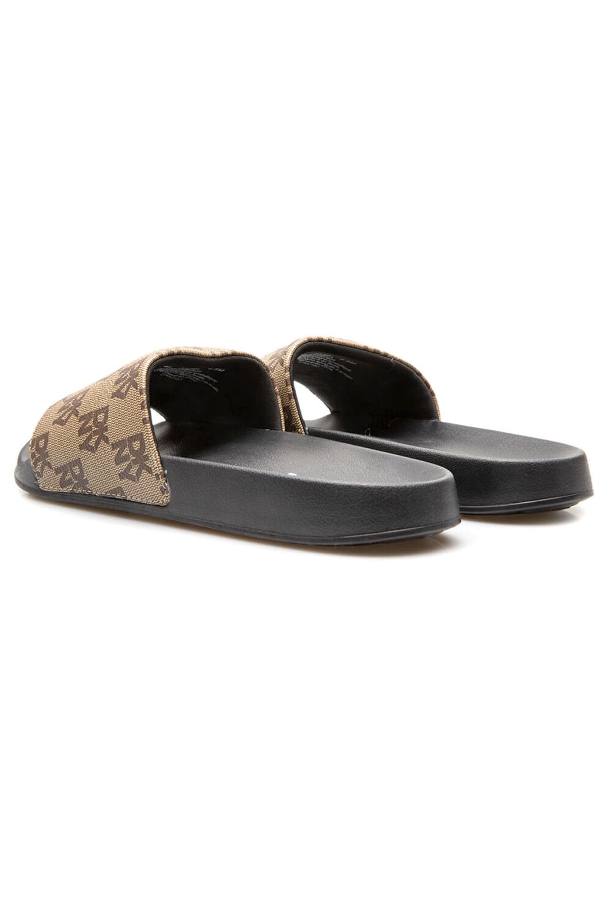 DKNY ΠΑΠΟΥΤΣΙΑ ΠΑΝΤΟΦΛΕΣ ZELLA FLAT SLIDE ALL OVER LOGO ΜΠΕΖ-ΚΑΦΕ