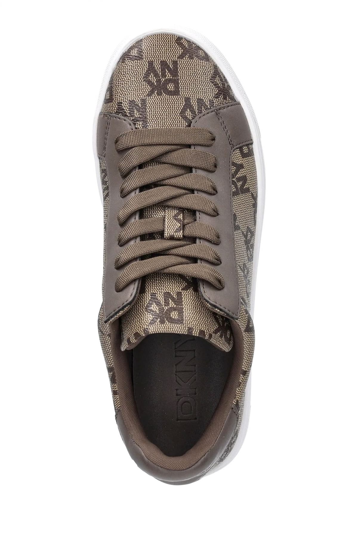 DKNY ΠΑΠΟΥΤΣΙΑ SNEAKERS LOW ARISELLE LACE UP S ALL OVER LOGO ΜΠΕΖ-ΚΑΦΕ