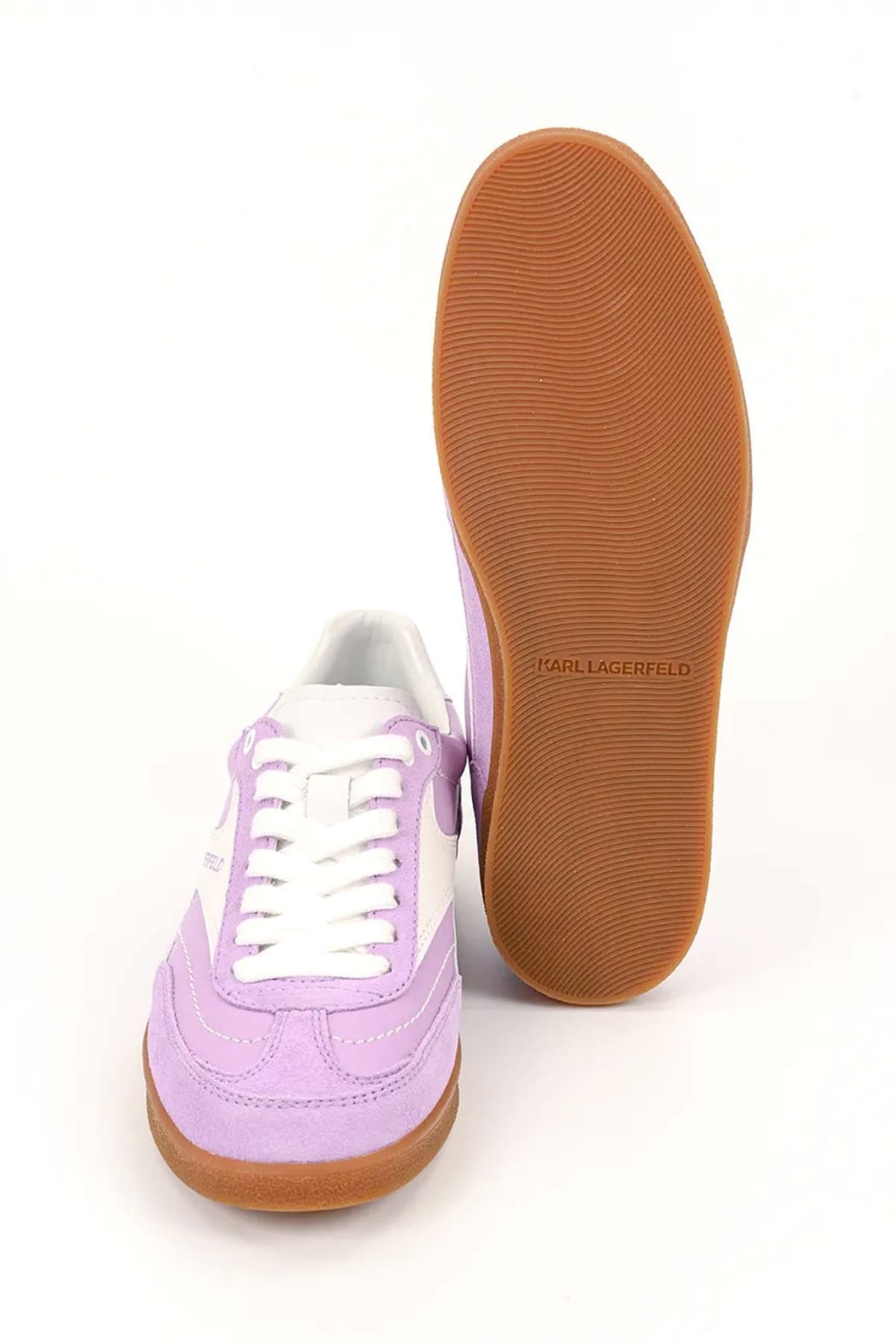 KARL LAGERFELD ΠΑΠΟΥΤΣΙΑ SNEAKERS KANDIDATE LO LACE ΔΕΡΜΑ/ΣΟΥΕΤ LOGO ΛΙΛΑ/ΛΕΥΚΟ