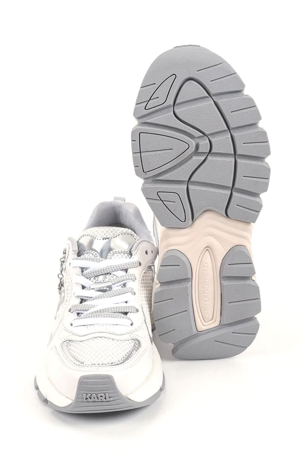 KARL LAGERFELD ΠΑΠΟΥΤΣΙΑ SNEAKERS ORION ΛΕΠΤΟΜΕΡΕΙΕΣ ΛΑΜΨΗΣ LOGO ΛΕΥΚΟ/ΑΣΗΜΙ