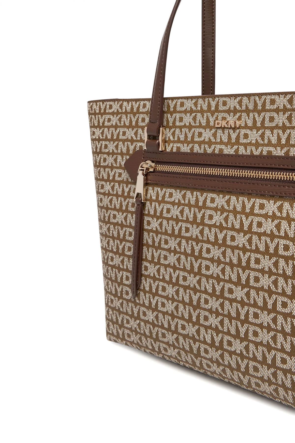 DKNY ΤΣΑΝΤΑ ΩΜΟΥ BRYANT AVE MD TOTE ALL OVER LOGO ΚΑΦΕ