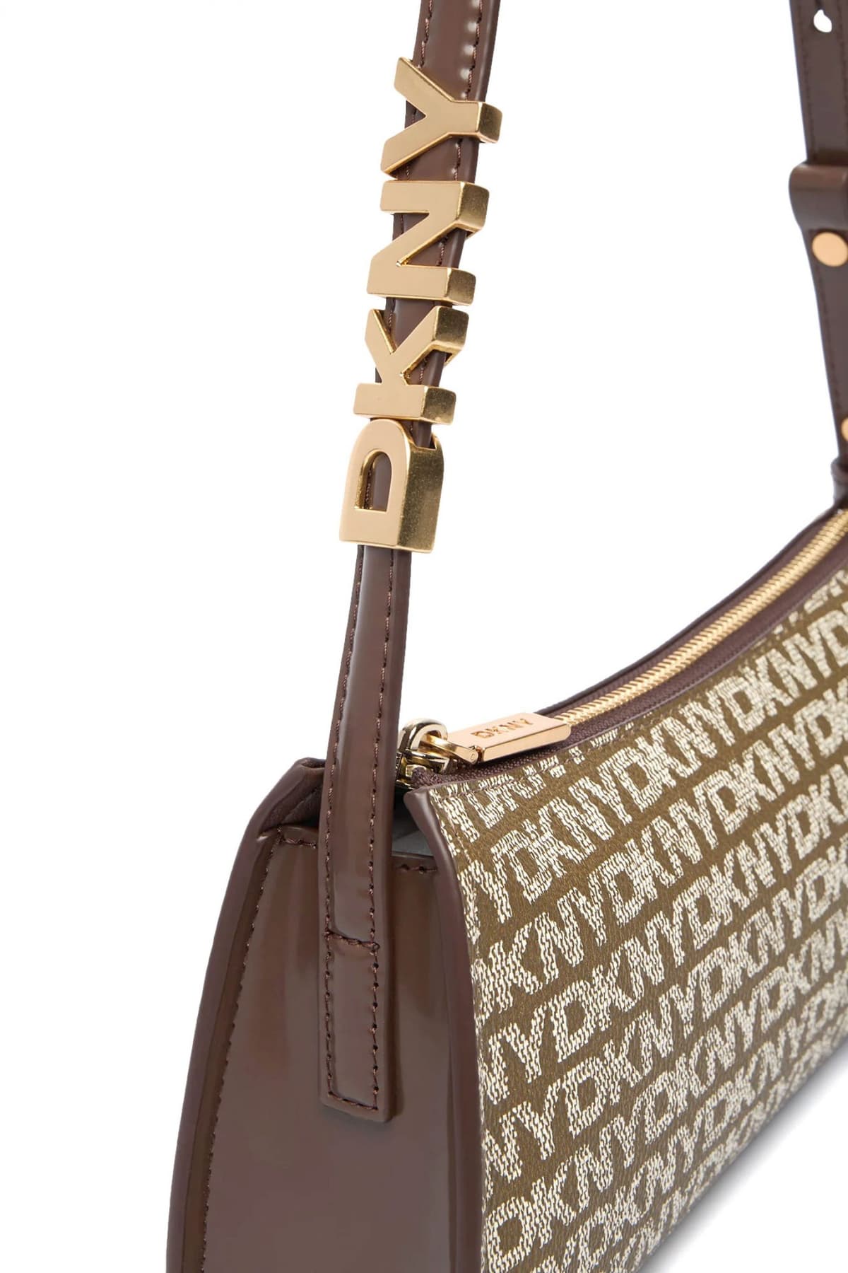 DKNY ΤΣΑΝΤΑ ΩΜΟΥ AVRIL ALL OVER LOGO ΚΑΦΕ