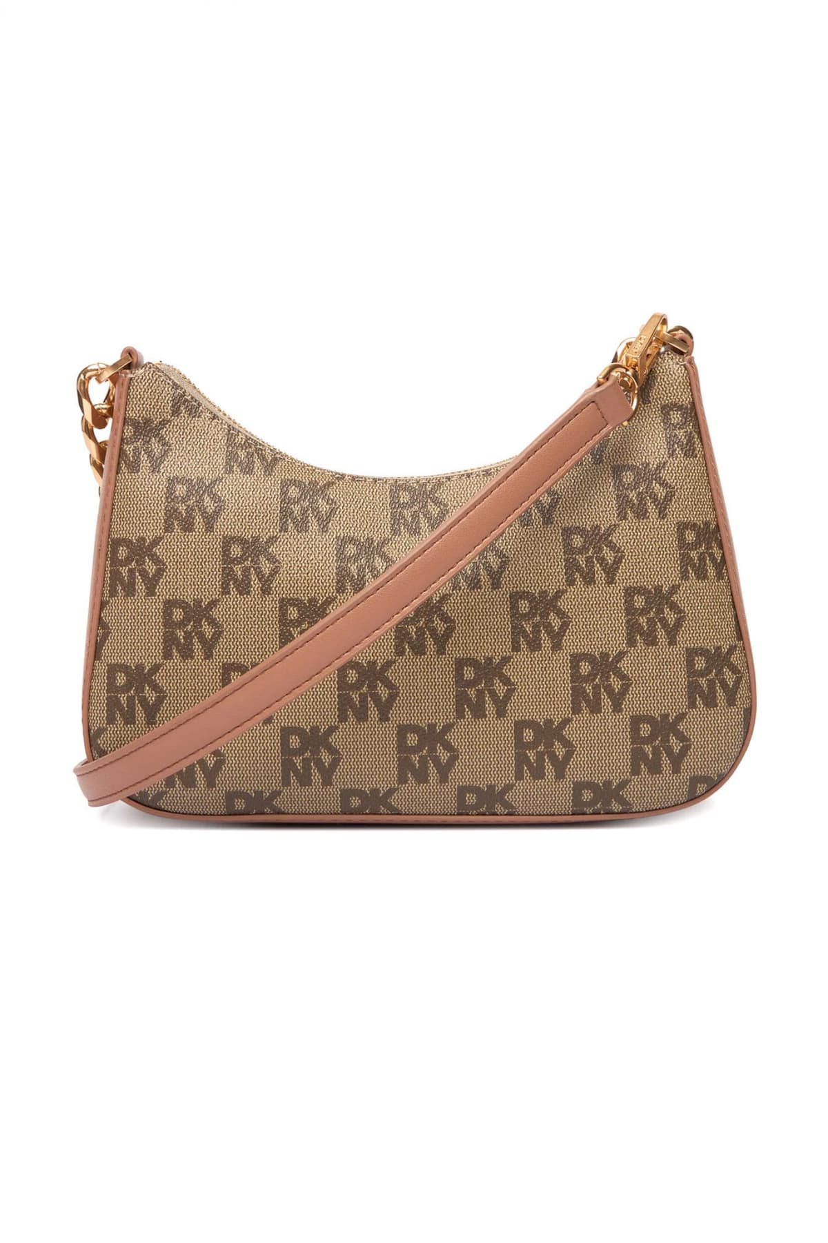 DKNY ΤΣΑΝΤΑ JENNA DEMI ΩΜΟΥ/CROSSBODY ALL OVER LOGO ΜΠΕΖ-ΚΑΦΕ