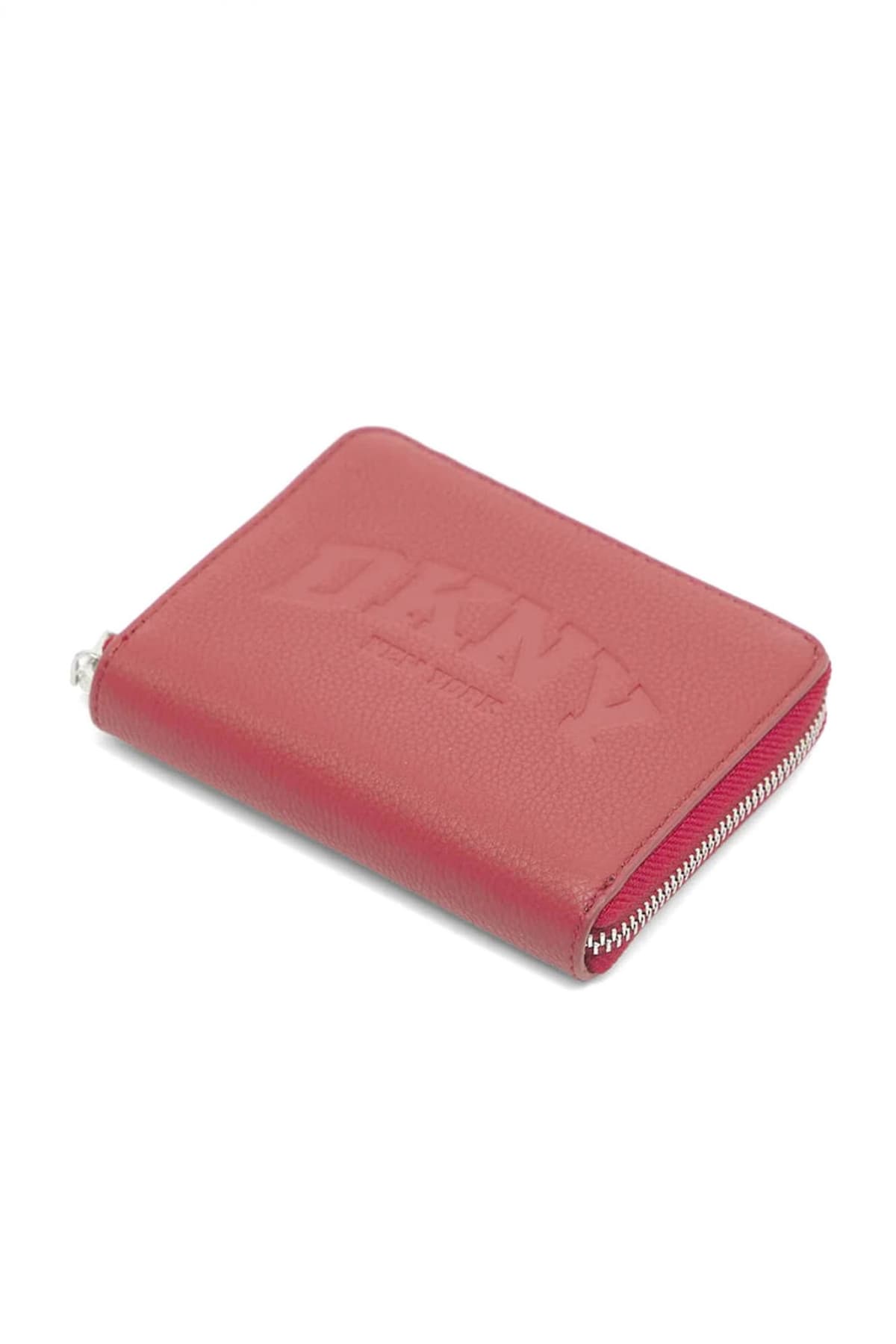 DKNY ΠΟΡΤΟΦΟΛΙ HADLEE SM ZIP AROUND LOGO ΚΟΚΚΙΝΟ