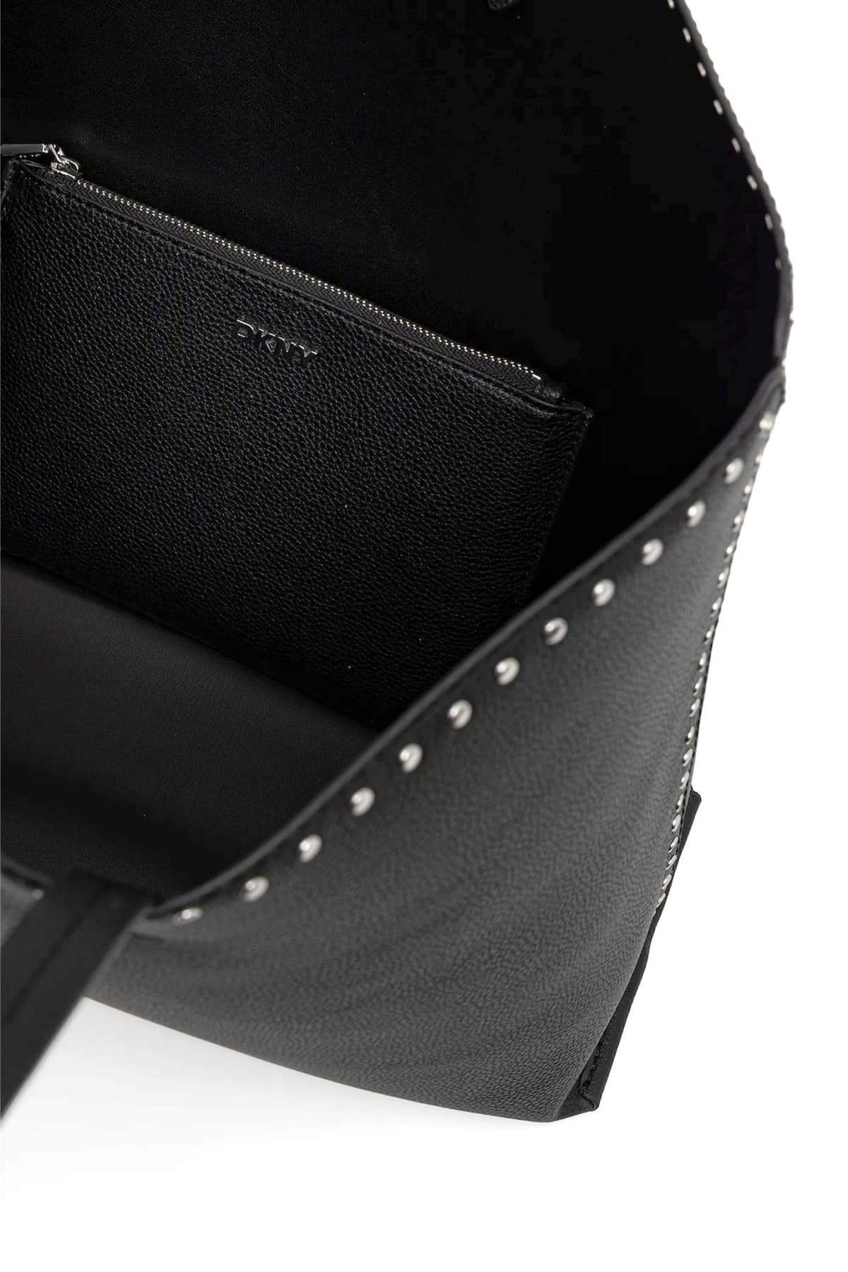 DKNY ΤΣΑΝΤΑ ΩΜΟΥ NICOLE TOTE LOGO ΤΡΟΥΚΣ ΜΑΥΡΟ