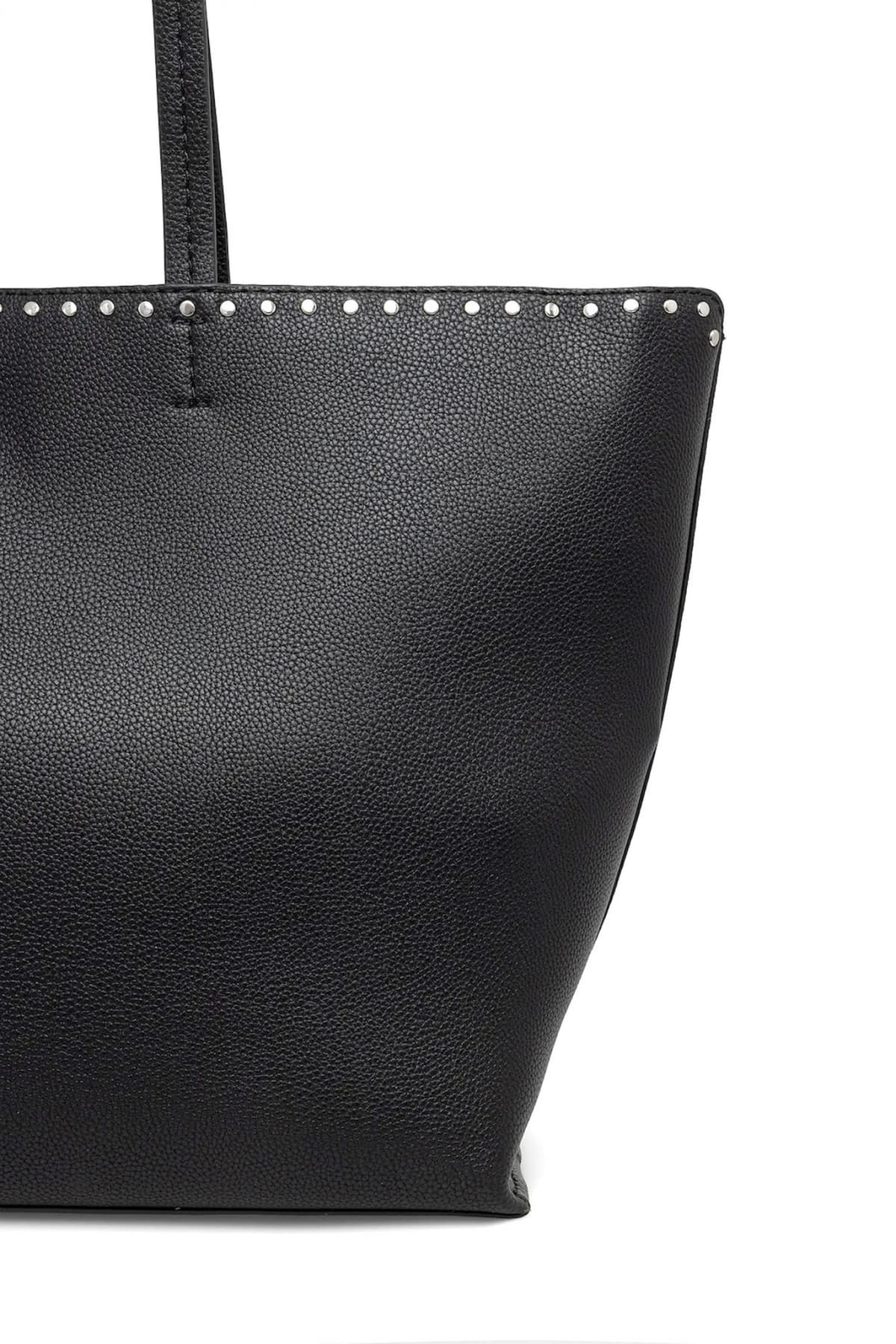 DKNY ΤΣΑΝΤΑ ΩΜΟΥ NICOLE TOTE LOGO ΤΡΟΥΚΣ ΜΑΥΡΟ