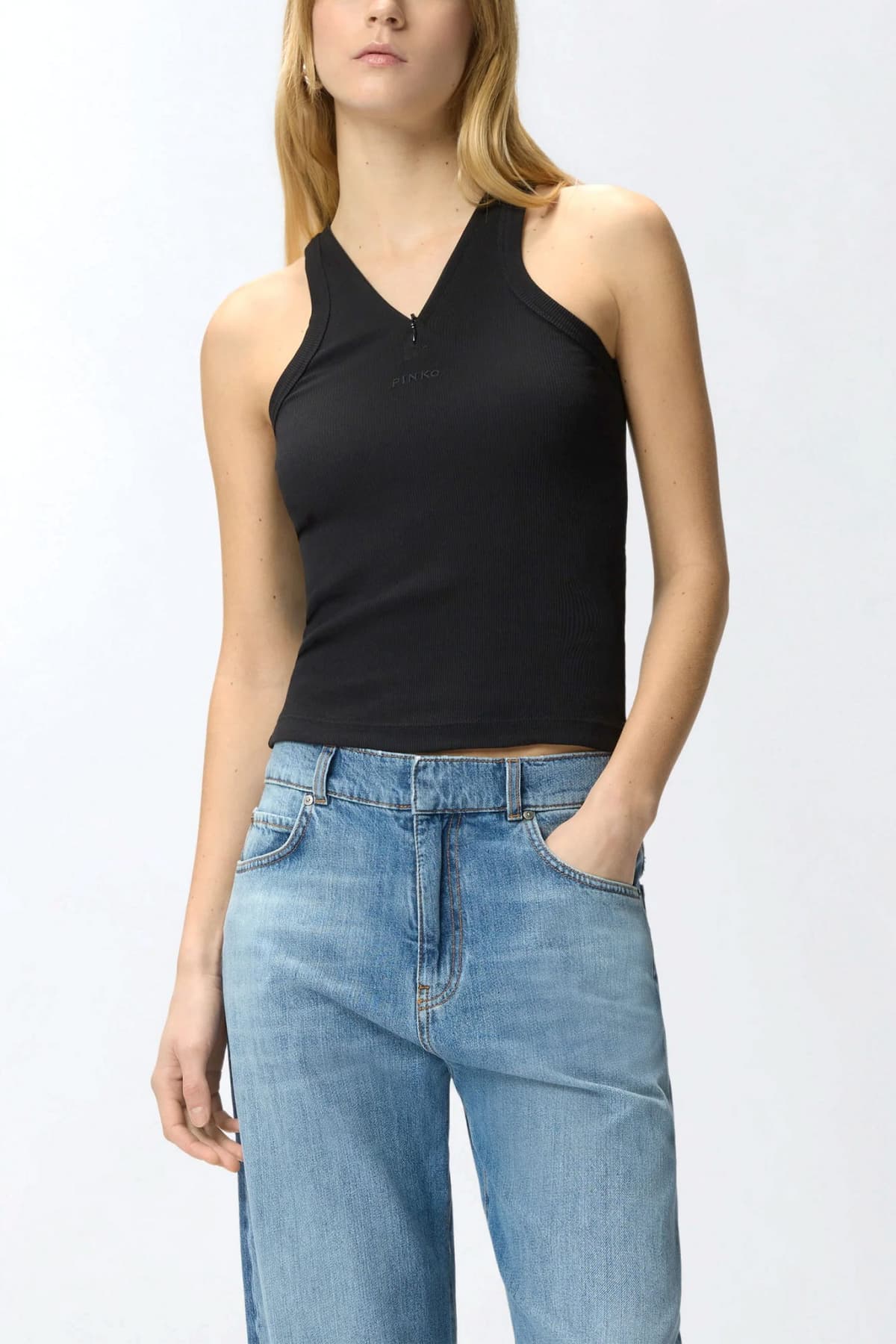 PINKO ΦΑΝΕΛΑΚΙ CYNAR (CURACAO) TANK TOP ΜΑΥΡΟ