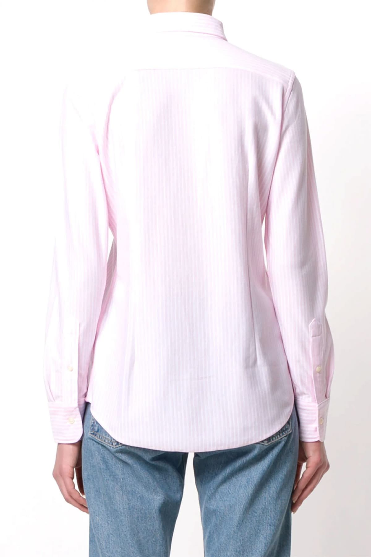 RALPH LAUREN ΠΟΥΚΑΜΙΣΟ ΡΙΓΕ CLASSICS W BSR LOGO ΡΟΖ-ΛΕΥΚΟ