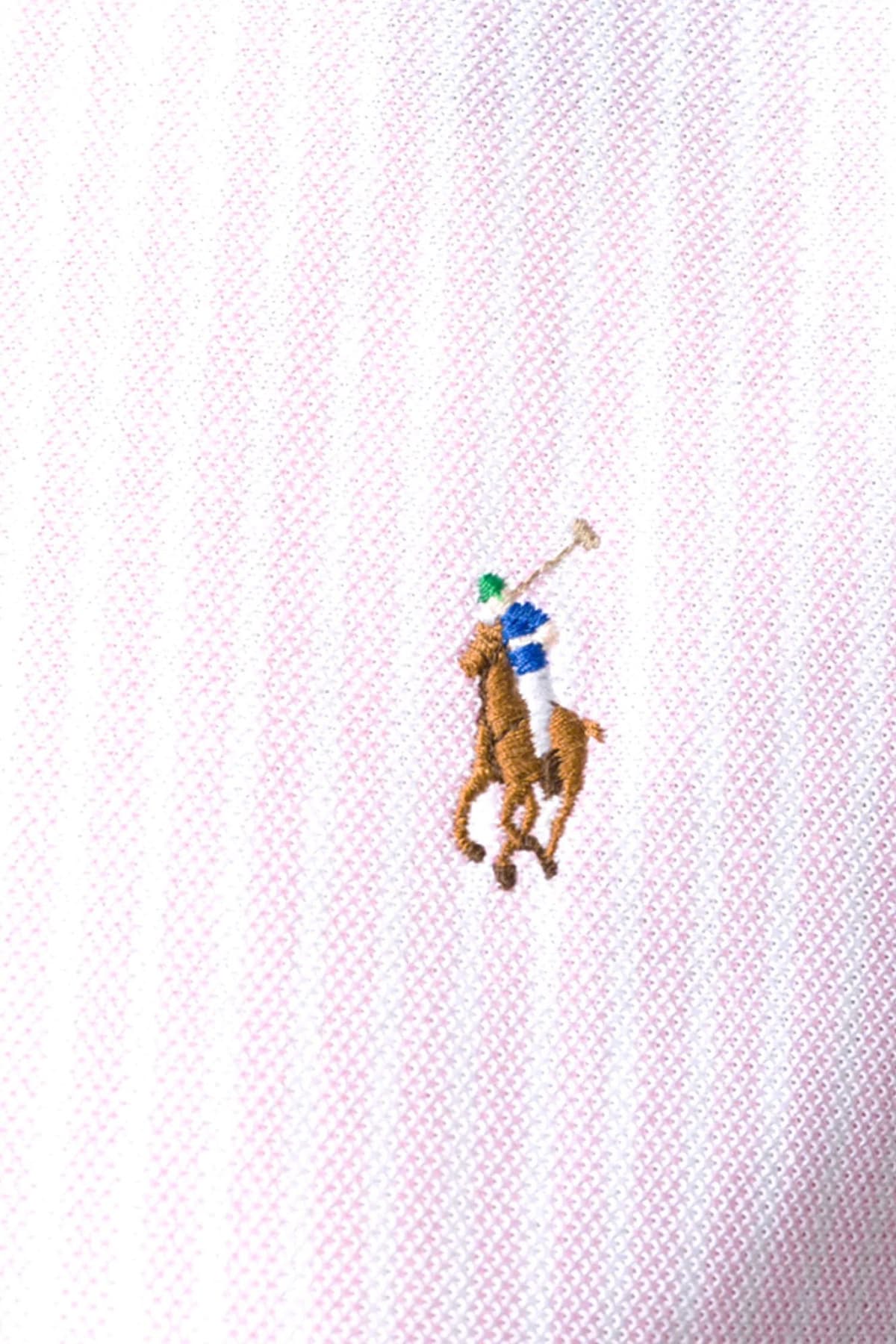 RALPH LAUREN ΠΟΥΚΑΜΙΣΟ ΡΙΓΕ CLASSICS W BSR LOGO ΡΟΖ-ΛΕΥΚΟ