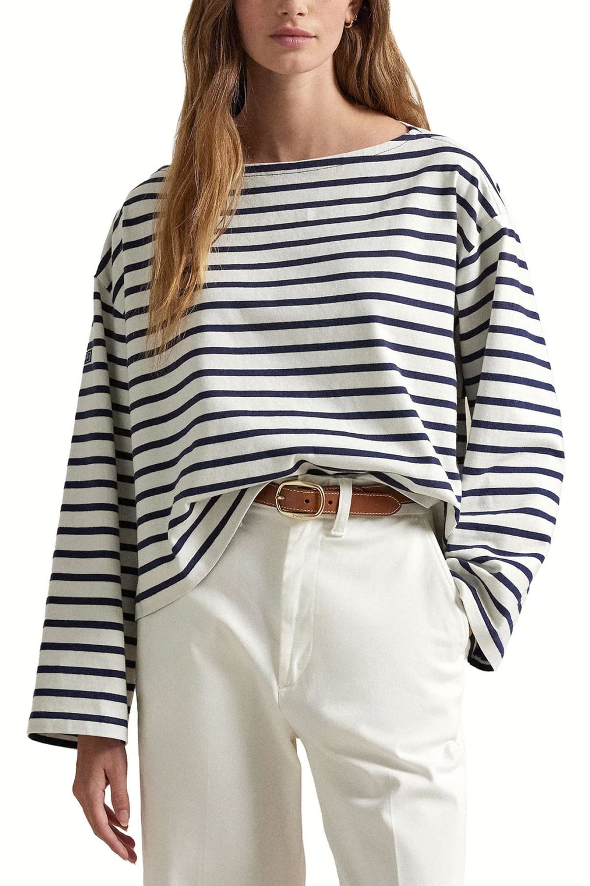 RALPH LAUREN ΦΟΥΤΕΡ CROPPED ΡΙΓΕ CLASSICS ΛΕΥΚΟ-ΜΠΛΕ