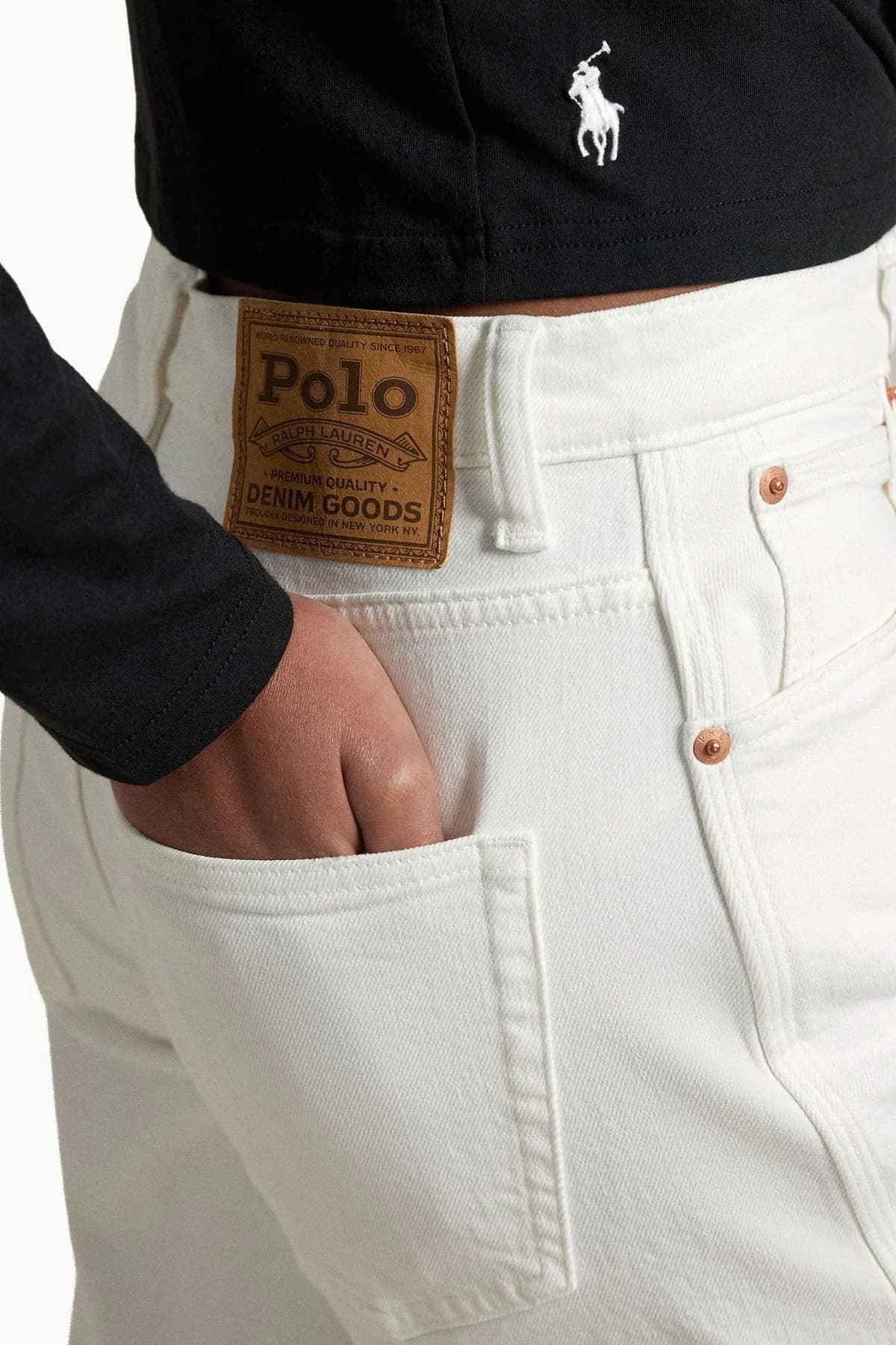 RALPH LAUREN ΠΑΝΤΕΛΟΝΙ JEANS CURVED TAPER CLASSICS ΕΚΡΟΥ