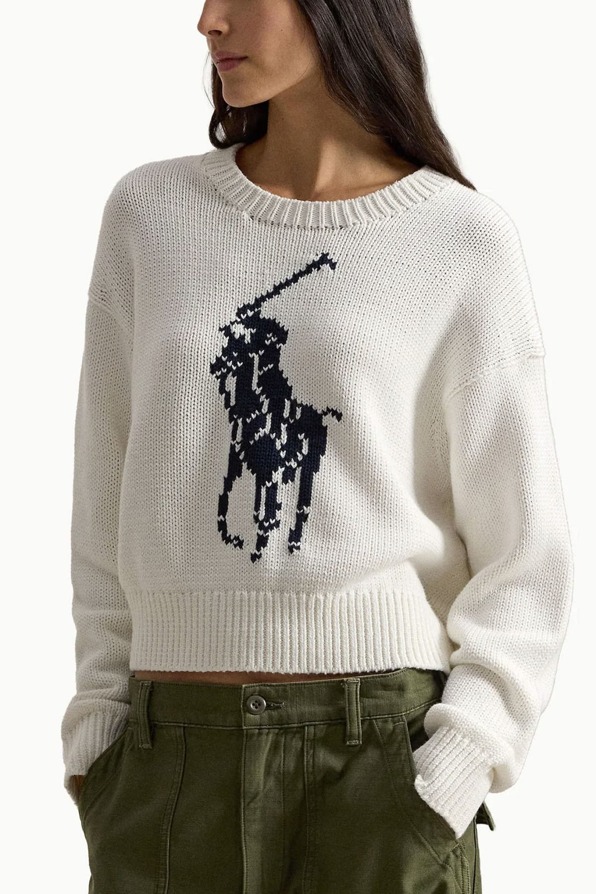 RALPH LAUREN ΠΛΕΚΤΟ CLASSICS BIG PP PO LOGO ΕΚΡΟΥ