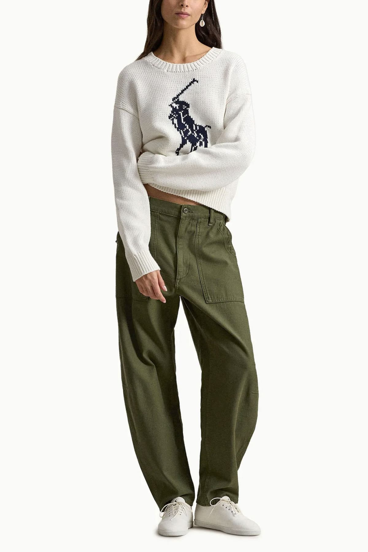 RALPH LAUREN ΠΛΕΚΤΟ CLASSICS BIG PP PO LOGO ΕΚΡΟΥ