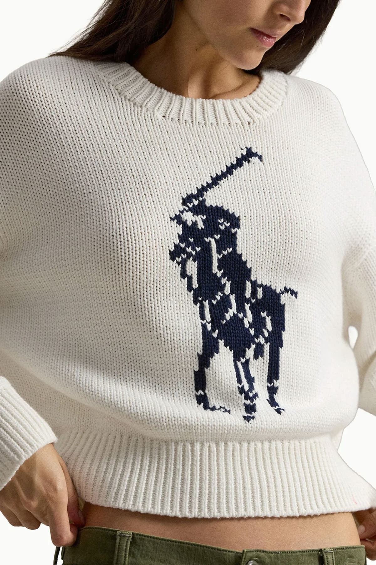 RALPH LAUREN ΠΛΕΚΤΟ CLASSICS BIG PP PO LOGO ΕΚΡΟΥ