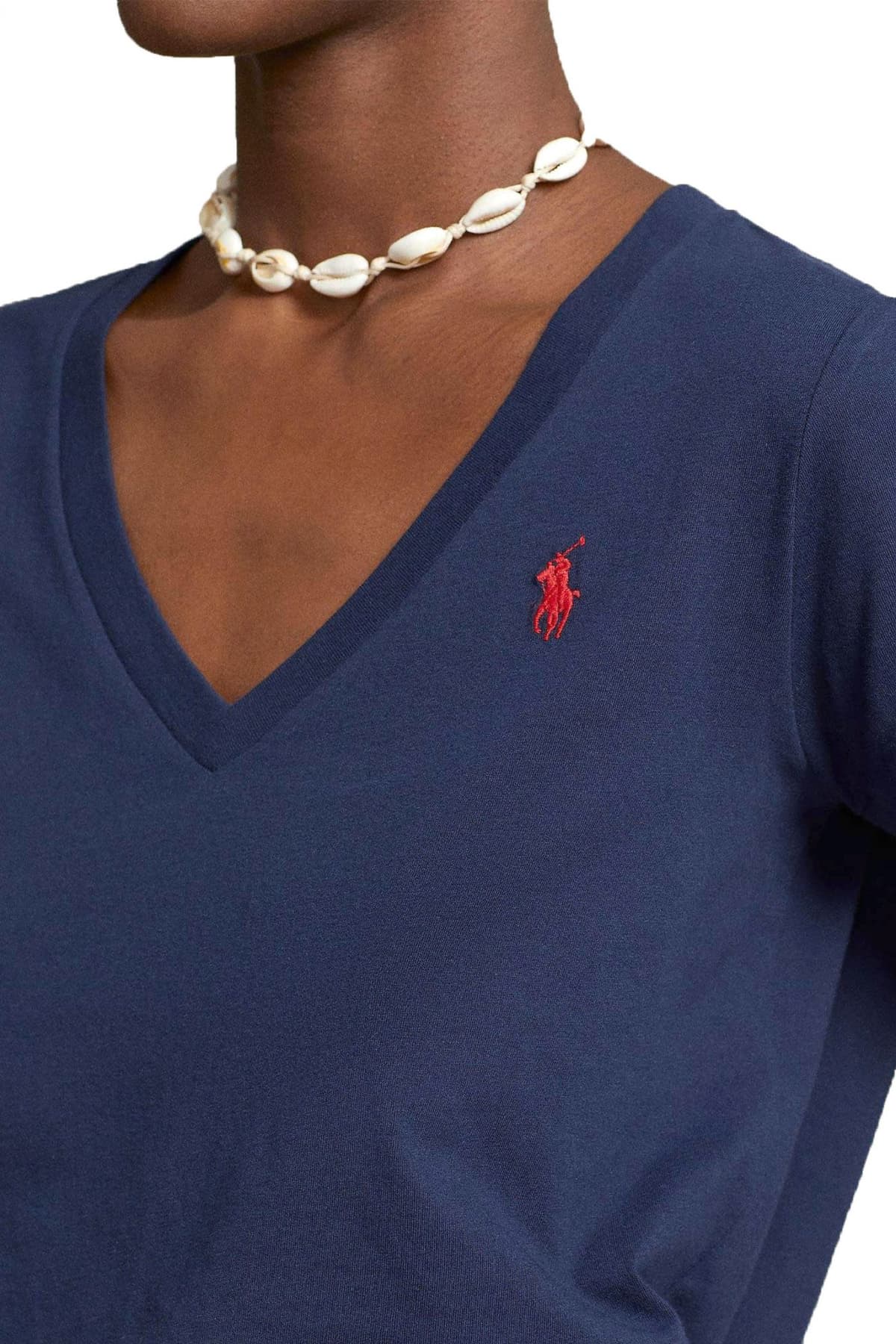 RALPH LAUREN T-SHIRT V-NECK W BSR LOGO ΜΠΛΕ