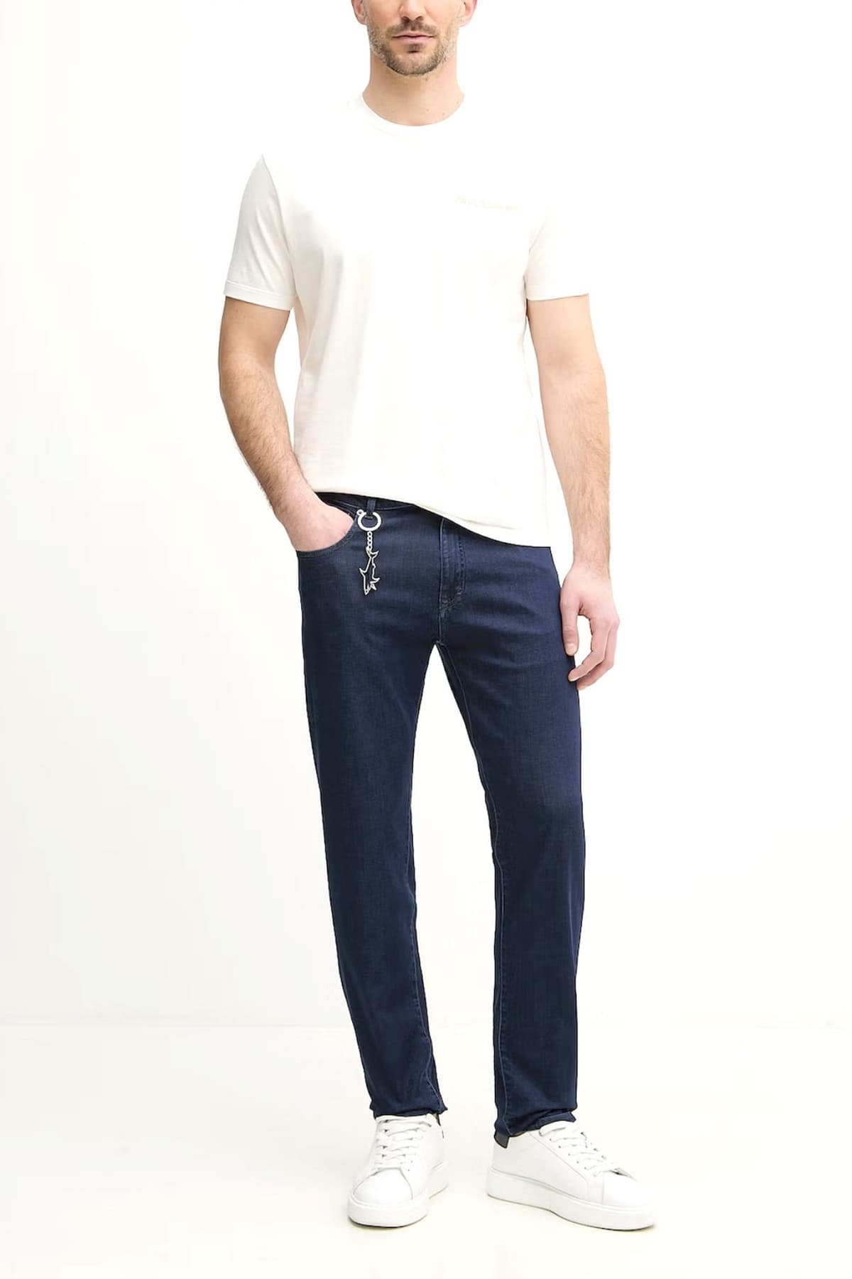 PAUL&SHARK ΠΑΝΤΕΛΟΝΙ JEANS STRETCH GIZA COTTON FINE EGYPTIAN YARN ΜΠΛΕ