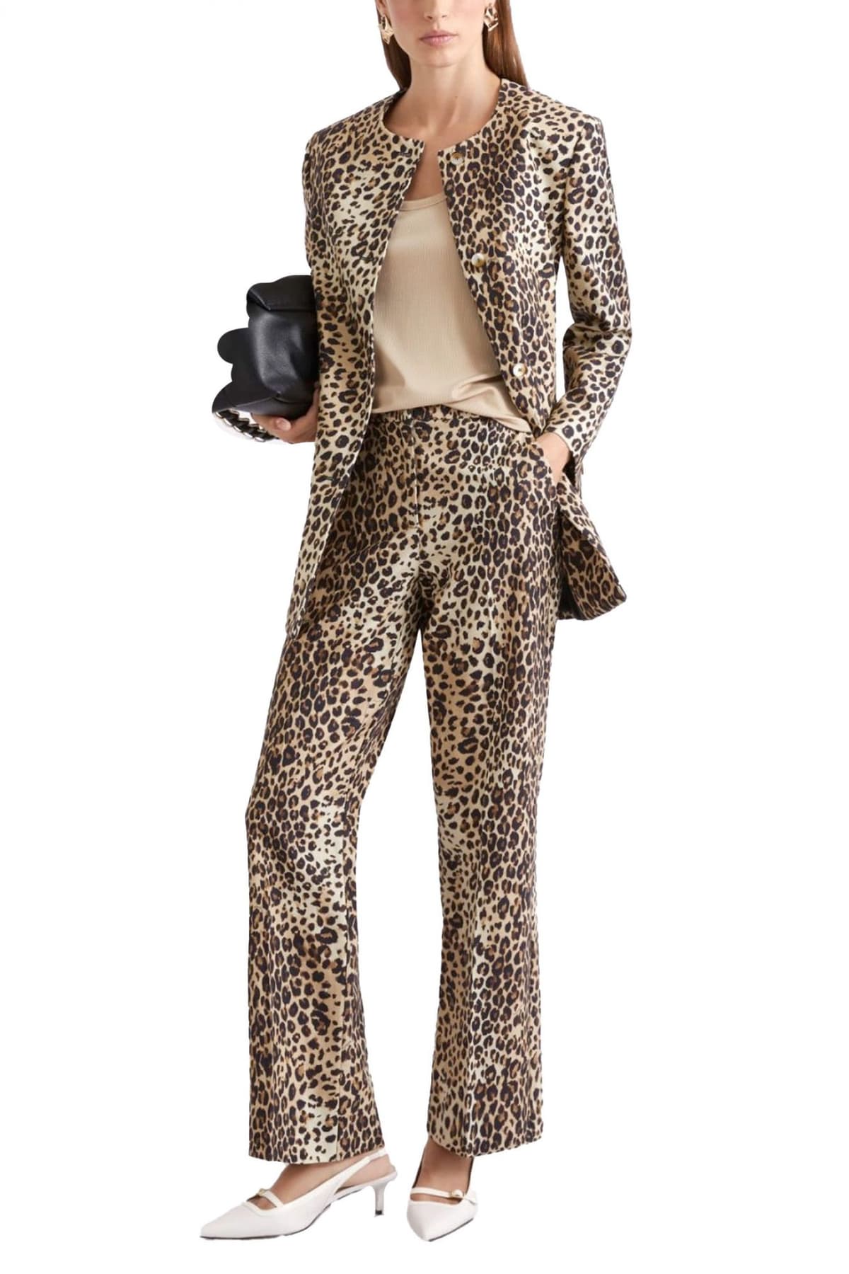 MARELLA SPORT ΠΑΝΤΕΛΟΝΙ CHINO MLSDOMINIO LEOPARD PRINT ΤΣΕΠΕΣ ΜΠΕΖ-ΜΑΥΡΟ