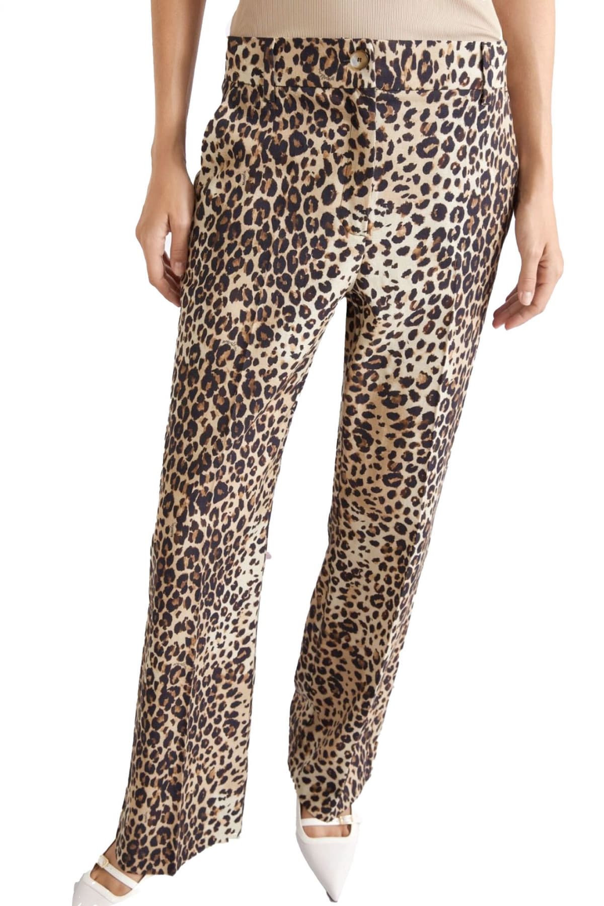 MARELLA SPORT ΠΑΝΤΕΛΟΝΙ CHINO MLSDOMINIO LEOPARD PRINT ΤΣΕΠΕΣ ΜΠΕΖ-ΜΑΥΡΟ