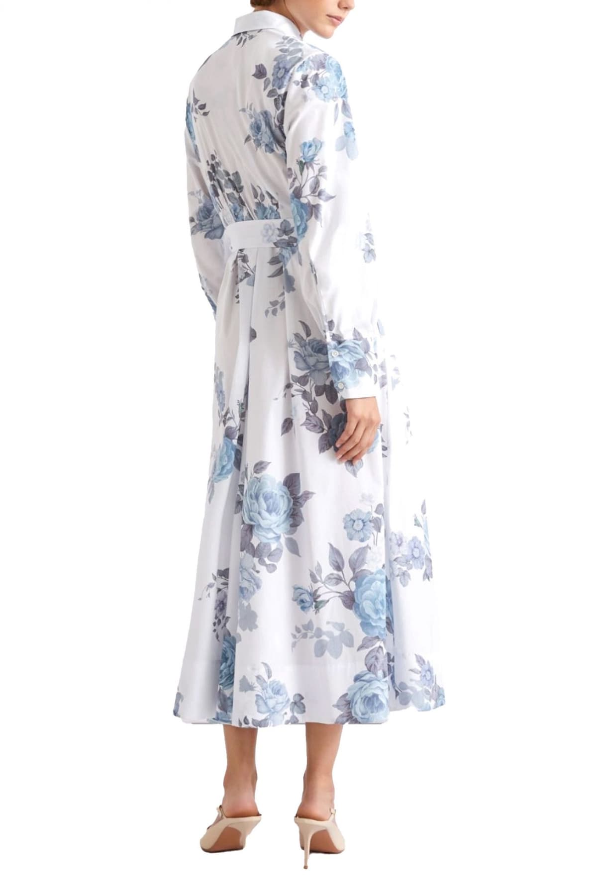 MARELLA ΦΟΡΕΜΑ MIDI MLLFORMICA FLORAL ΚΡΥΦΑ ΚΟΥΜΠΙΑ ΛΕΥΚΟ-ΣΙΕΛ